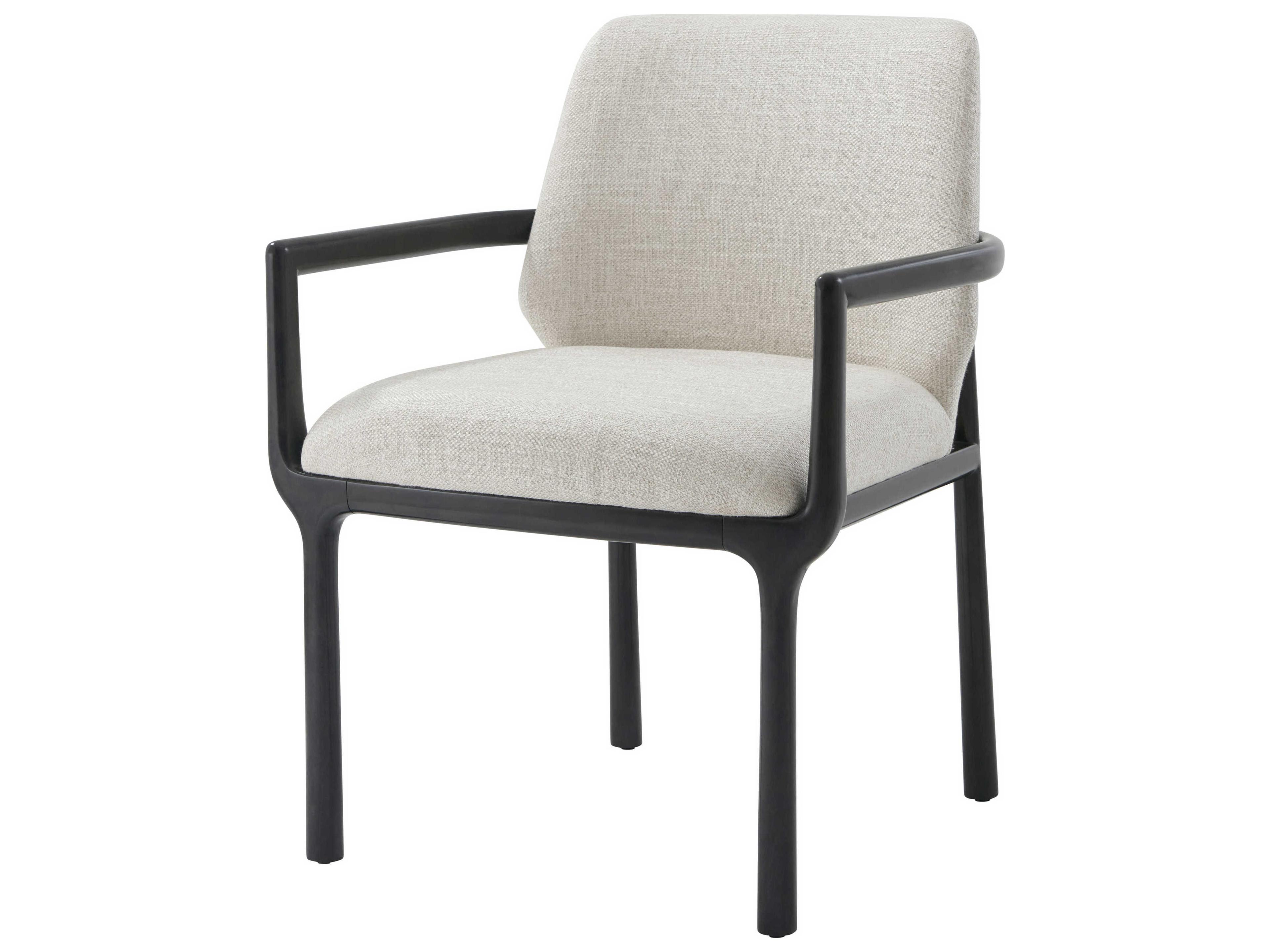 Theodore Alexander Kesden Black Upholstered Arm Dining Chair