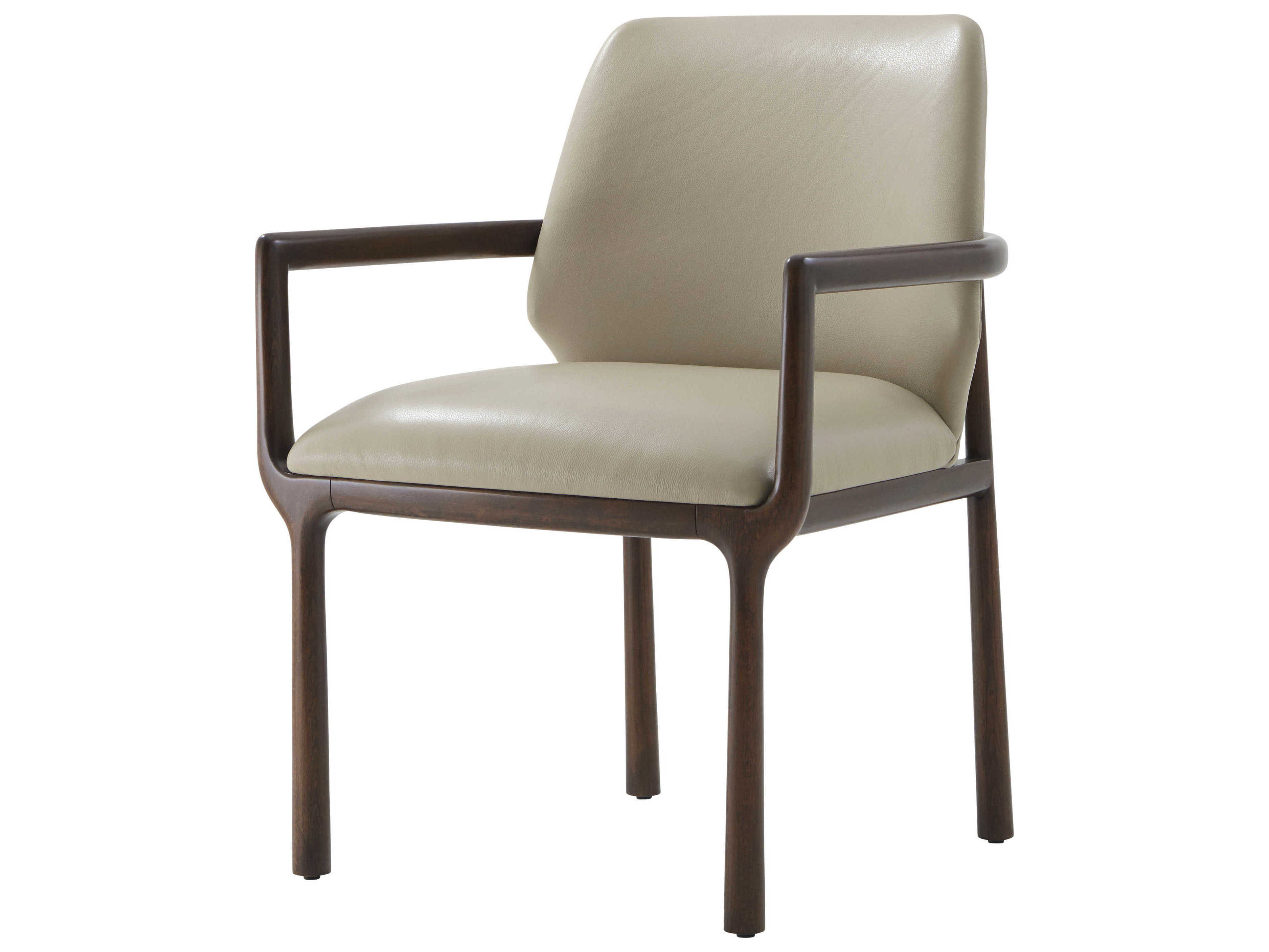 Theodore Alexander Kesden Brown Leather Arm Dining Chair