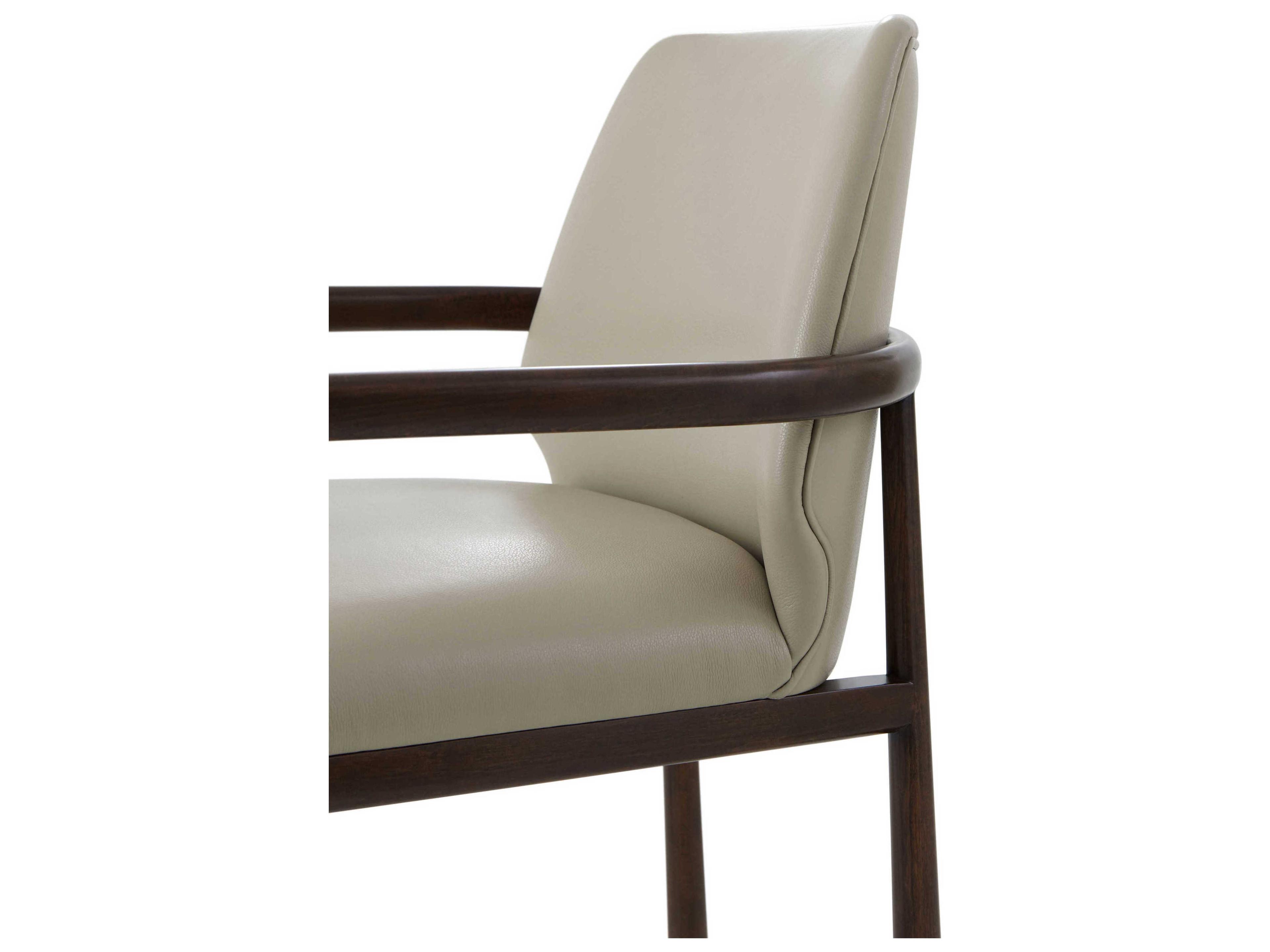 Theodore Alexander Kesden Brown Leather Arm Dining Chair