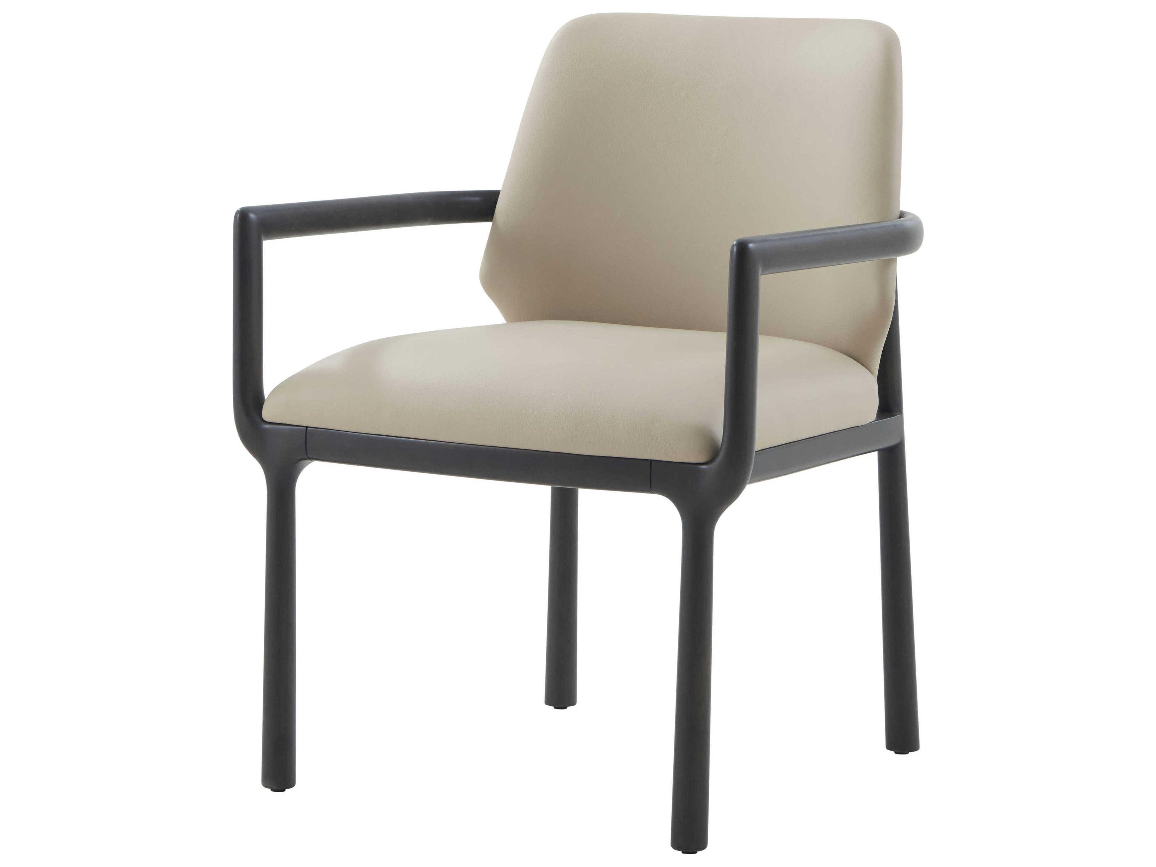 Theodore Alexander Kesden Black Leather Arm Dining Chair