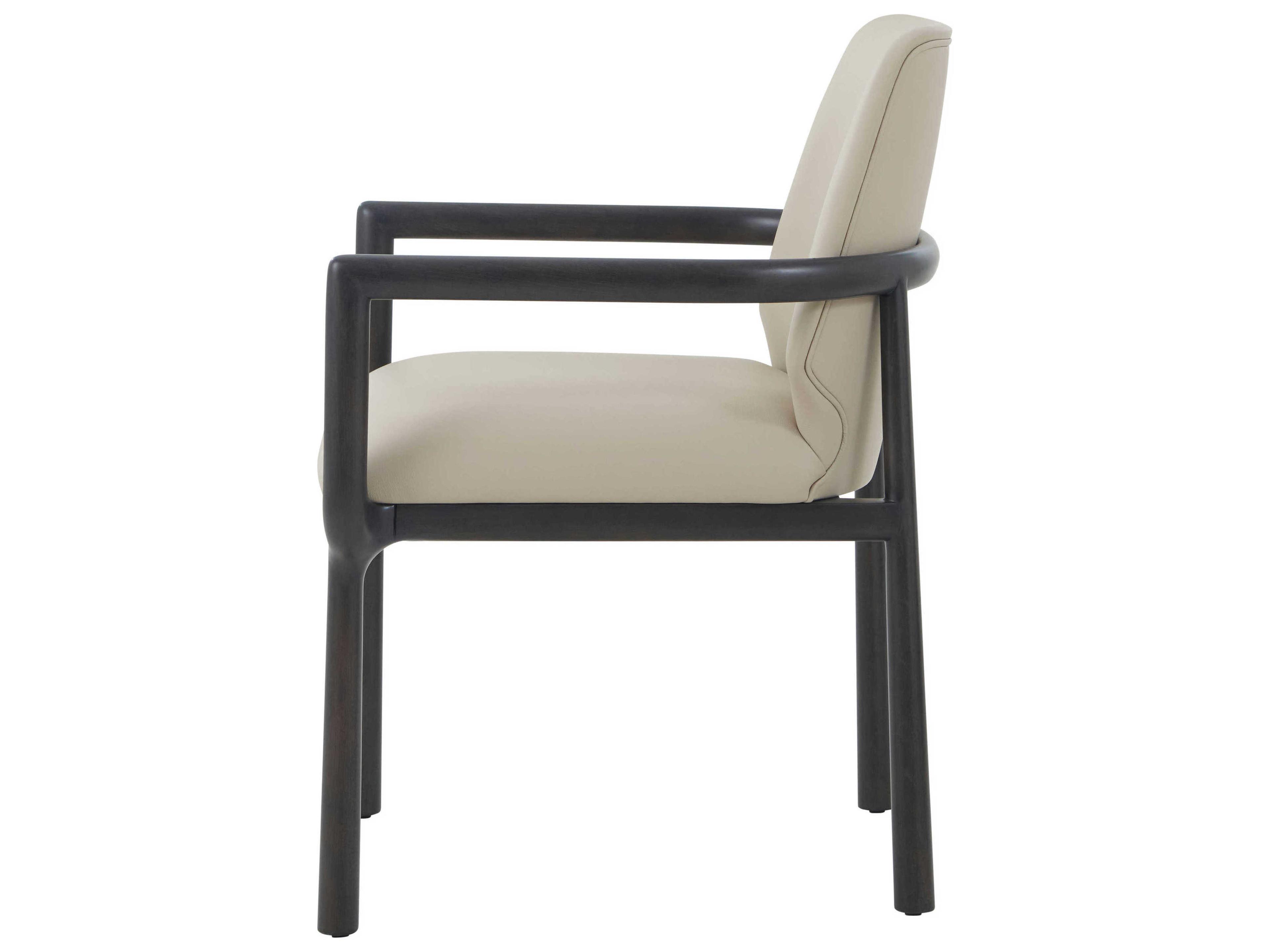 Theodore Alexander Kesden Black Leather Arm Dining Chair