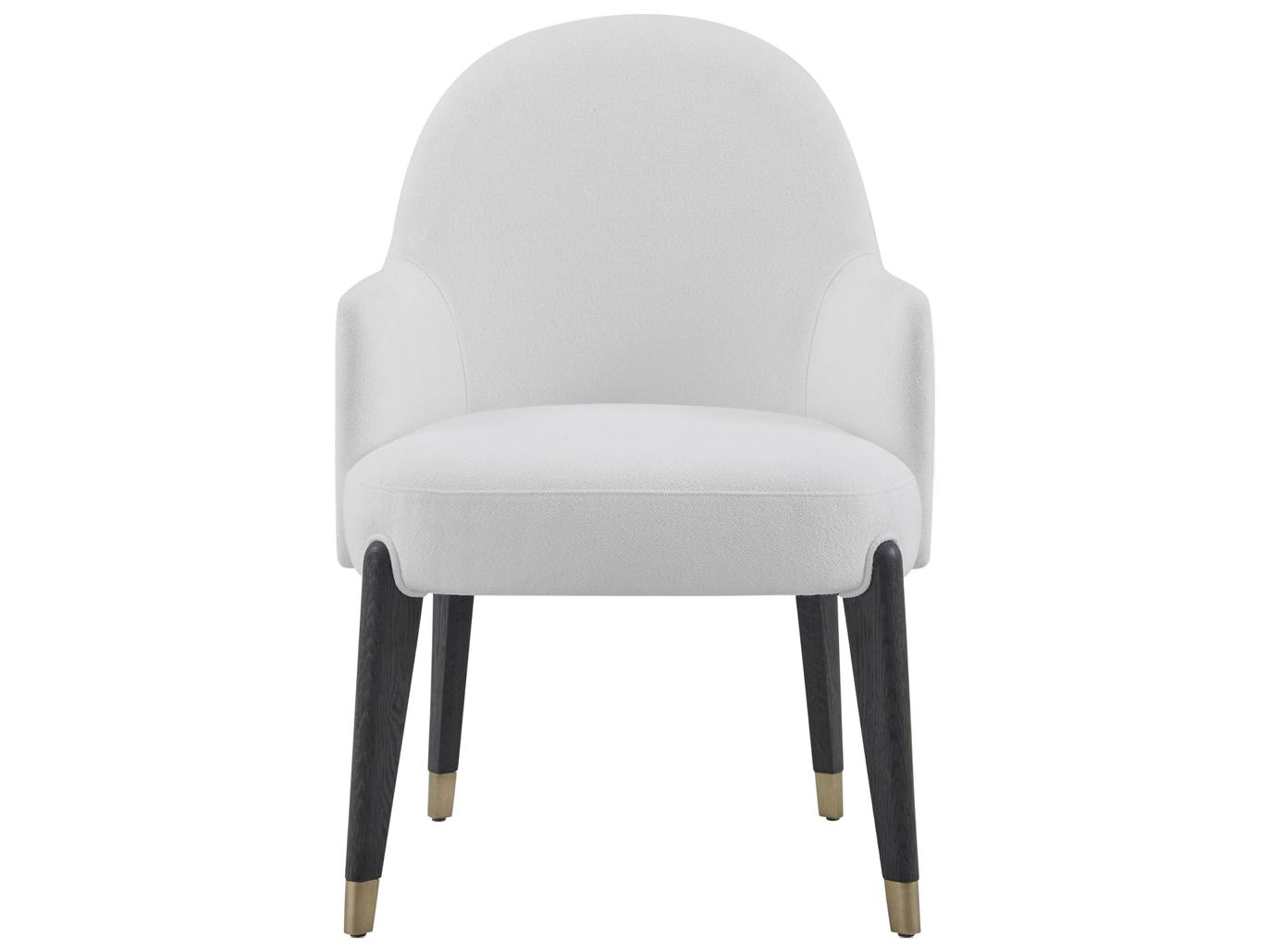 Theodore Alexander Luna White Upholstered Arm Dining Chair