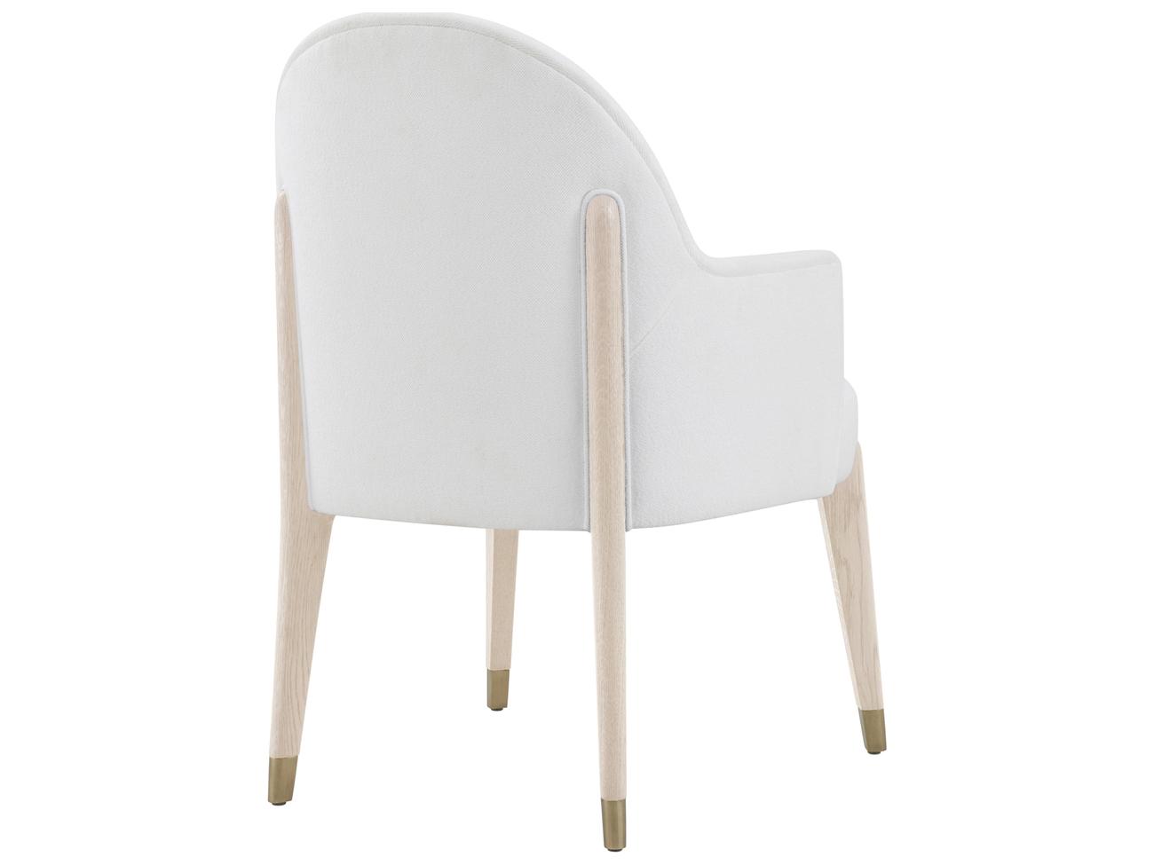 Theodore Alexander Luna Natural Wood White Upholstered Arm Dining Chair