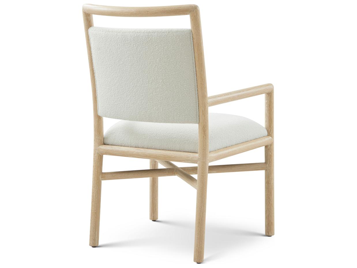 Theodore Alexander Montauk Oak Wood Natural Upholstered Arm Dining Chair