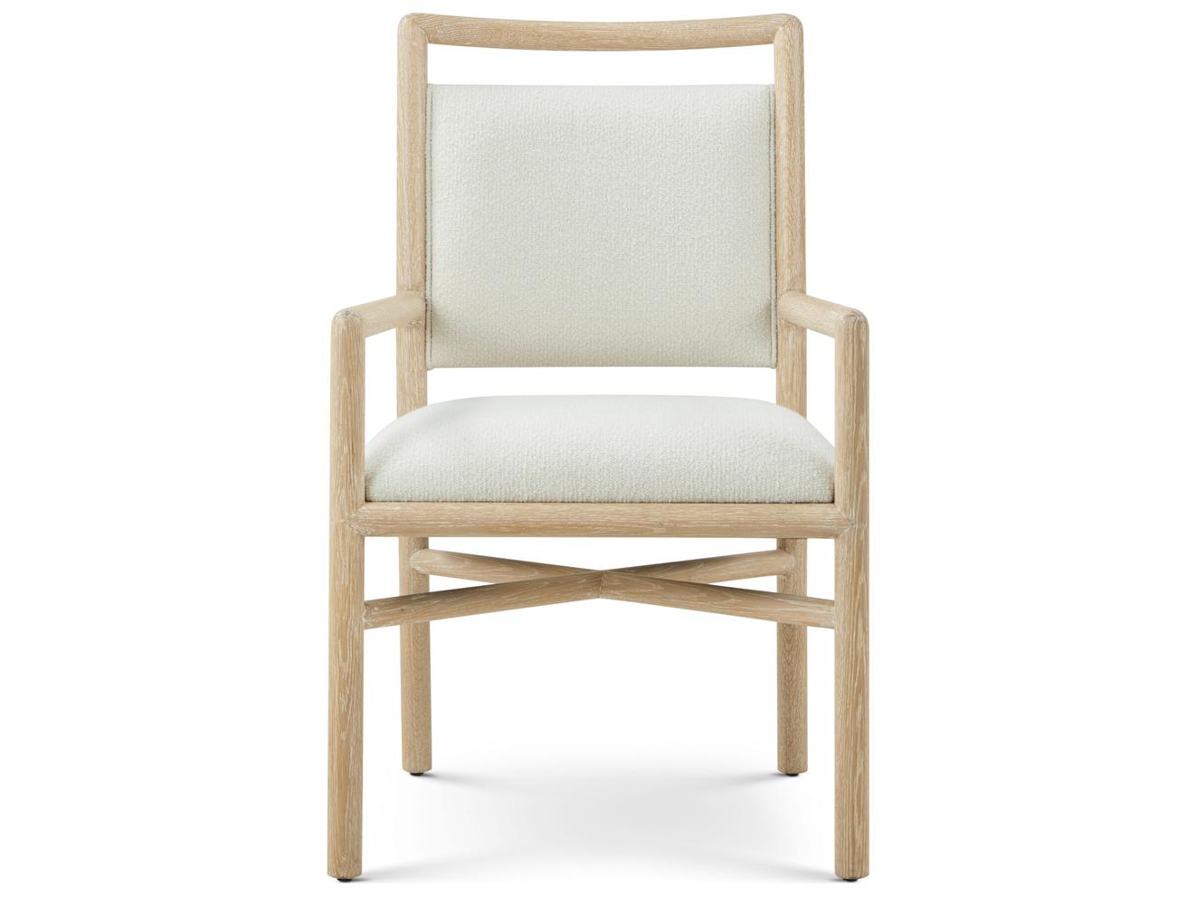 Theodore Alexander Montauk Oak Wood Natural Upholstered Arm Dining Chair