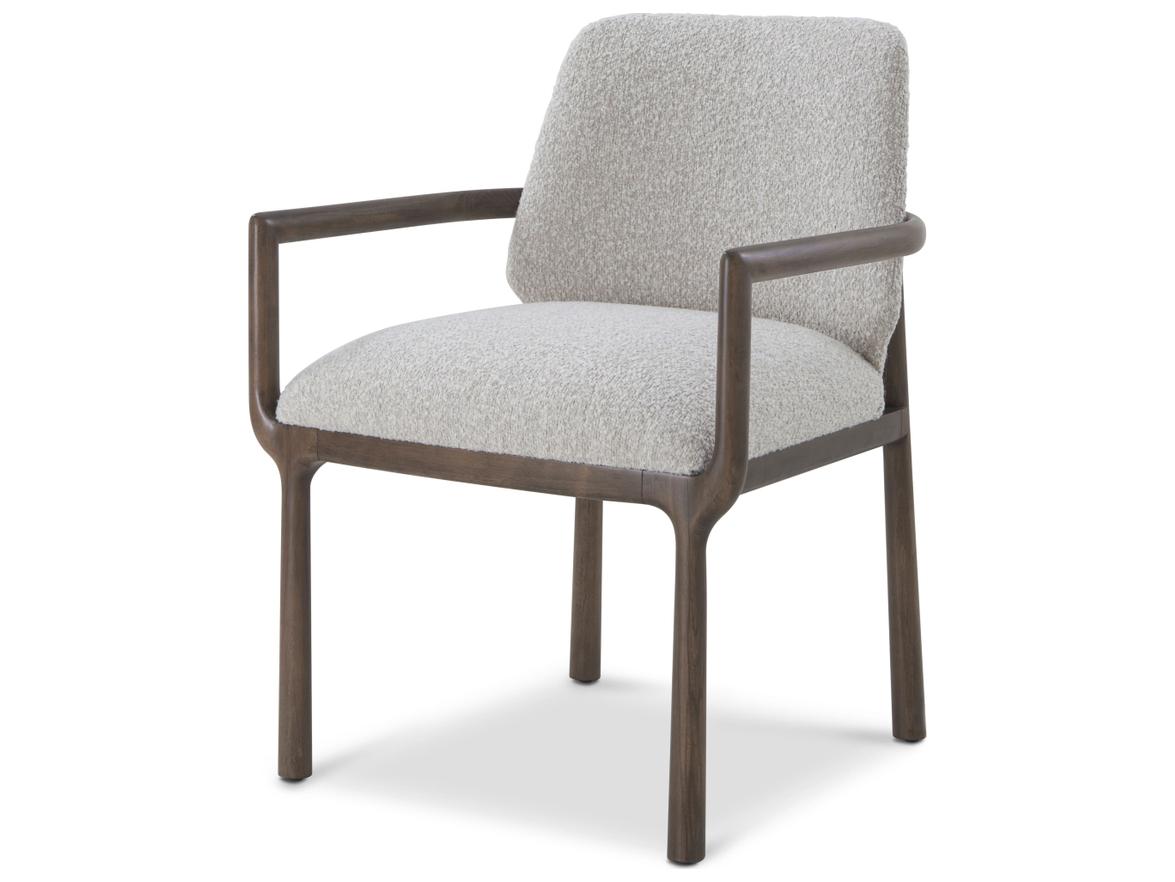 Theodore Alexander Urbane Beech Wood Brown Upholstered Arm Dining Chair