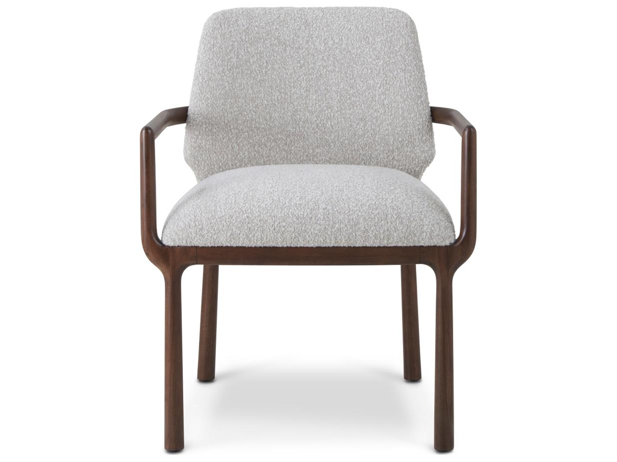 Theodore Alexander Urbane Beech Wood Brown Upholstered Arm Dining Chair