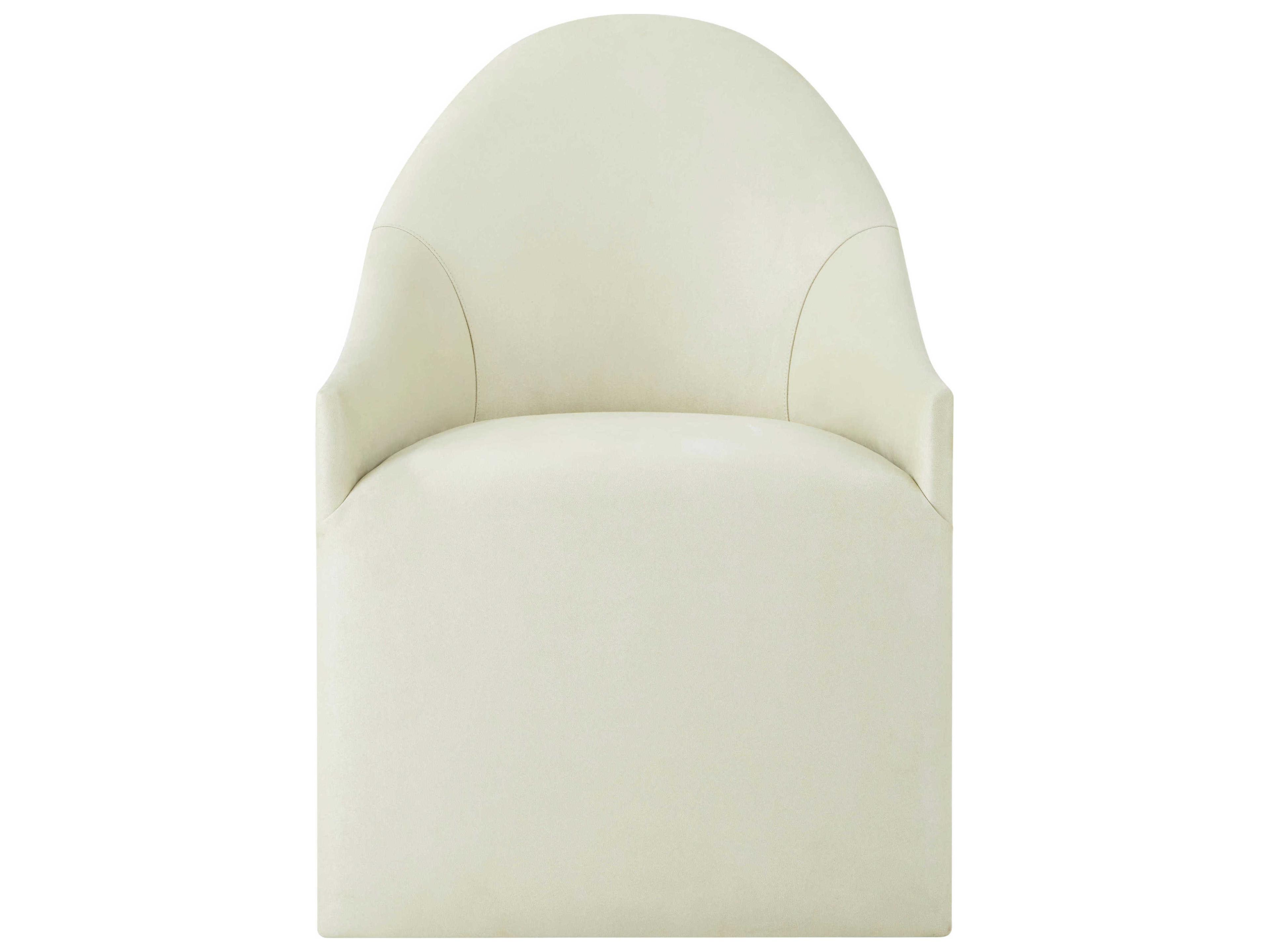 Theodore Alexander Kesden White Upholstered Arm Dining Chair