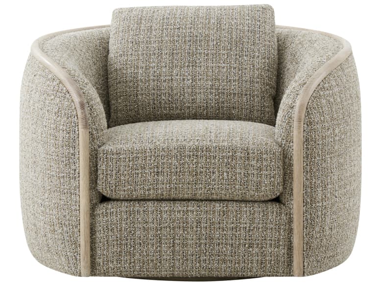 Theodore Alexander Seated Grey Oak Swivel Accent Chair