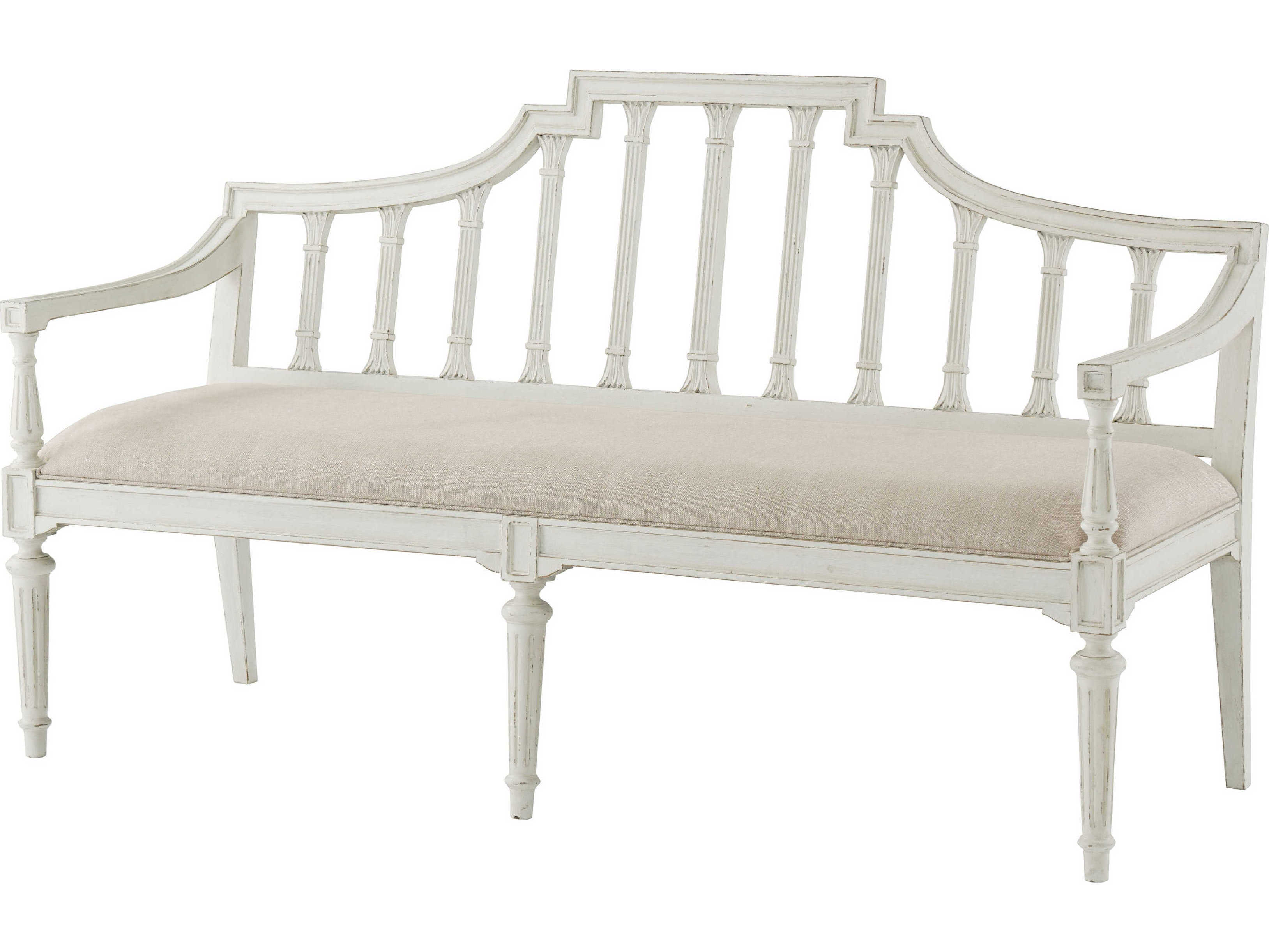 Theodore Alexander Tavel Nora White Upholstered The Esmee Settee Accent Bench