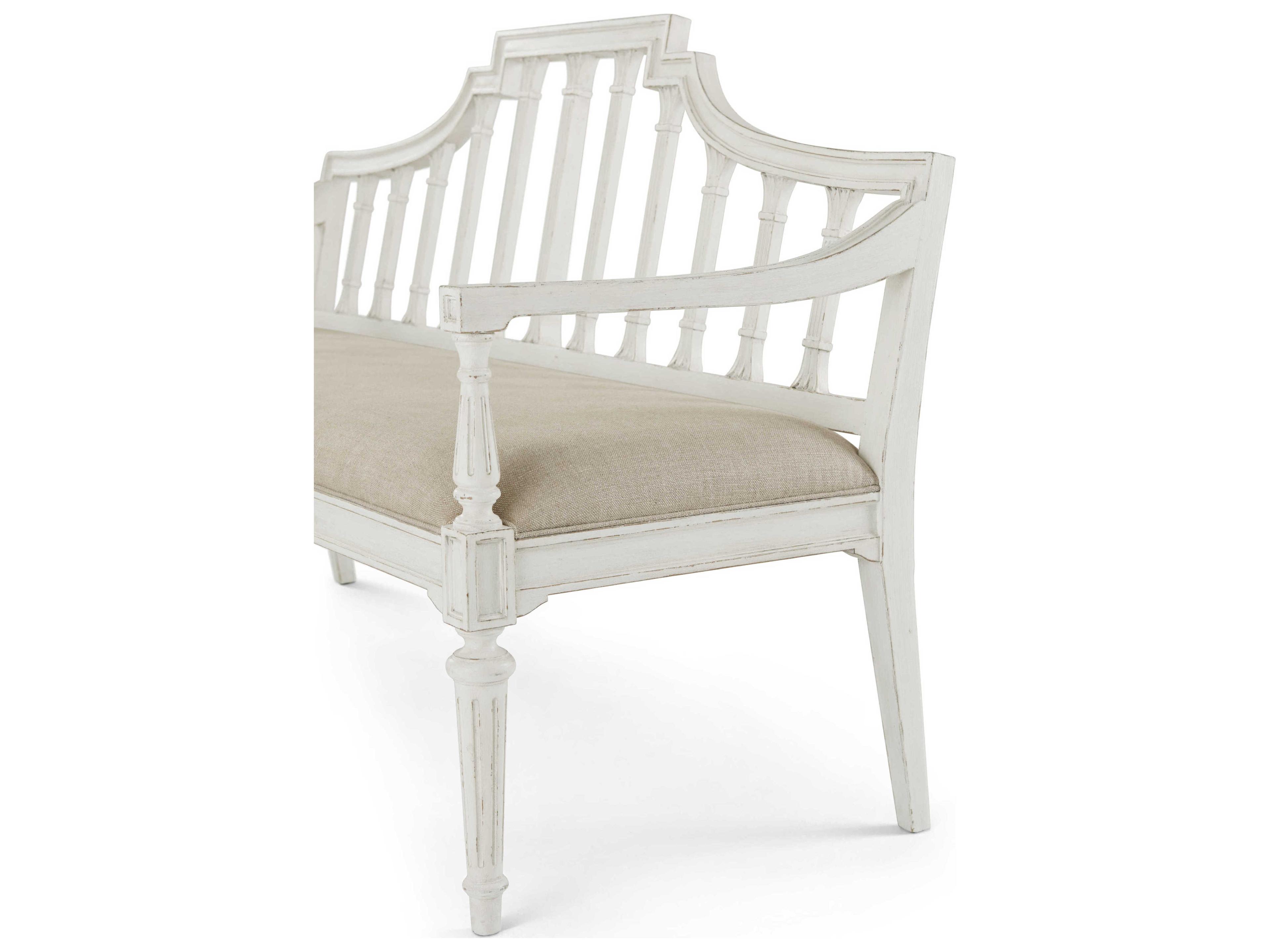 Theodore Alexander Tavel Nora White Upholstered The Esmee Settee Accent Bench