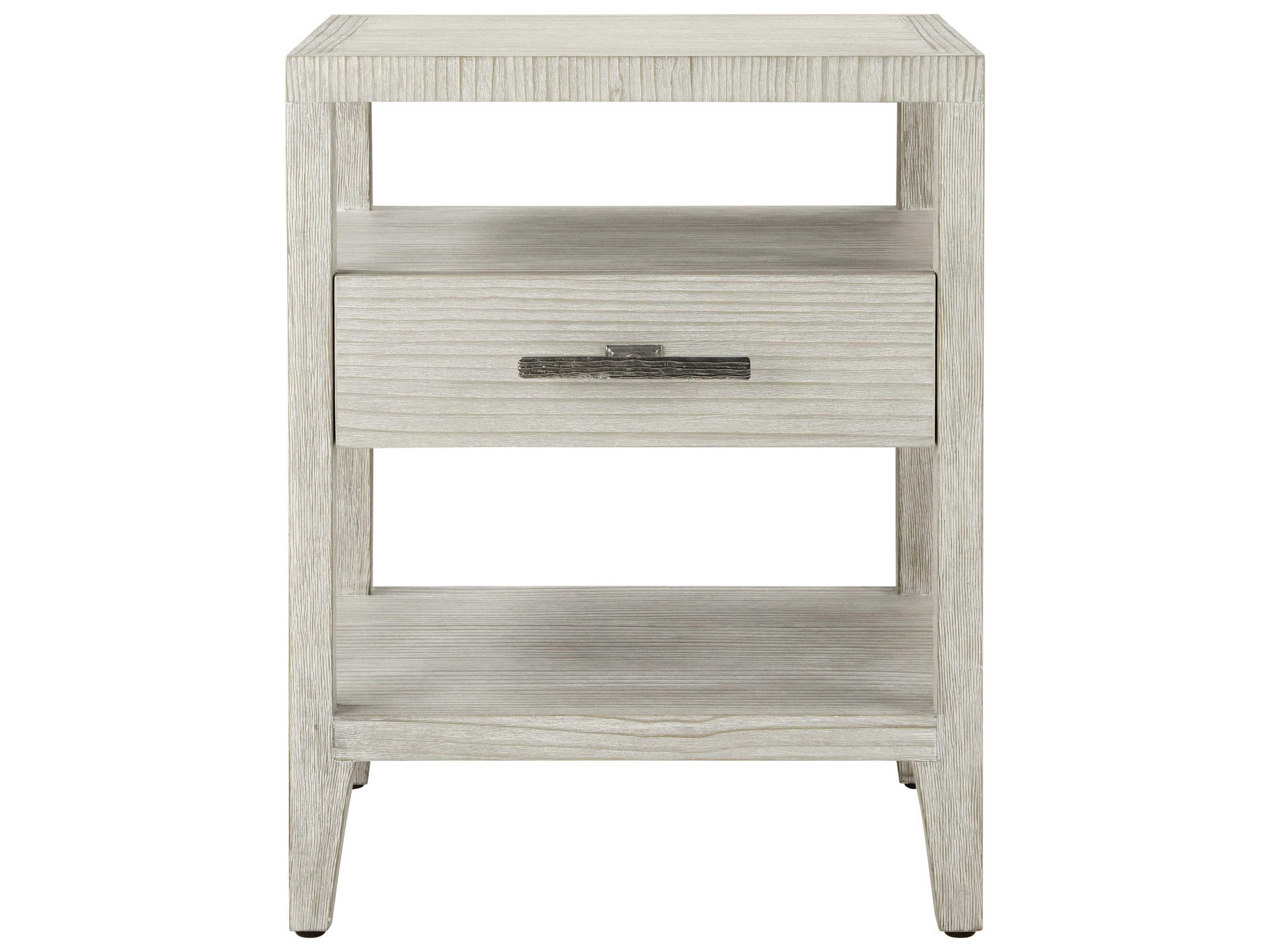 Theodore Alexander Breeze 1-Drawer Beige Pine Wood Nightstand