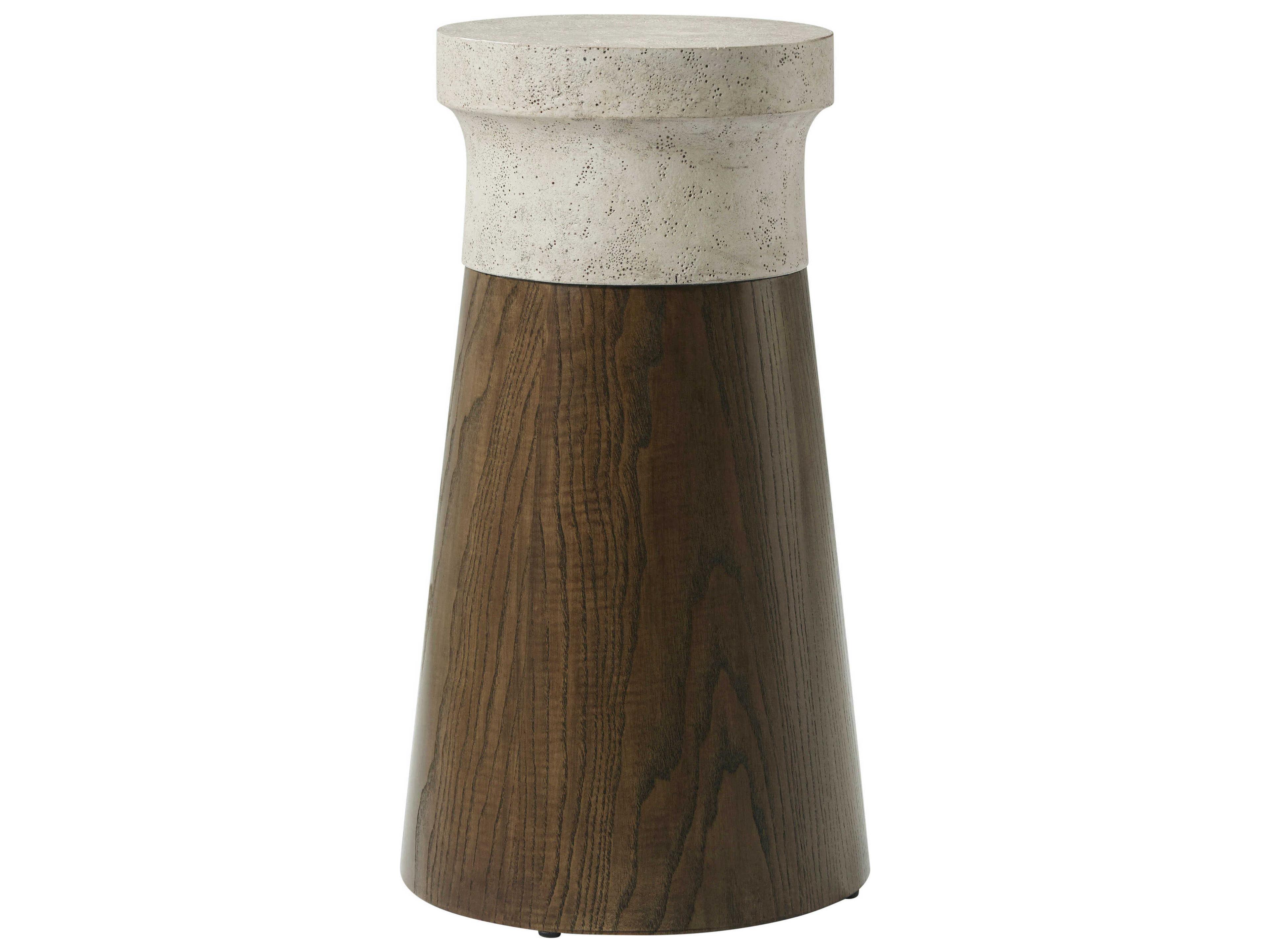 Theodore Alexander Catalina Round Faux Stone Earth End Table