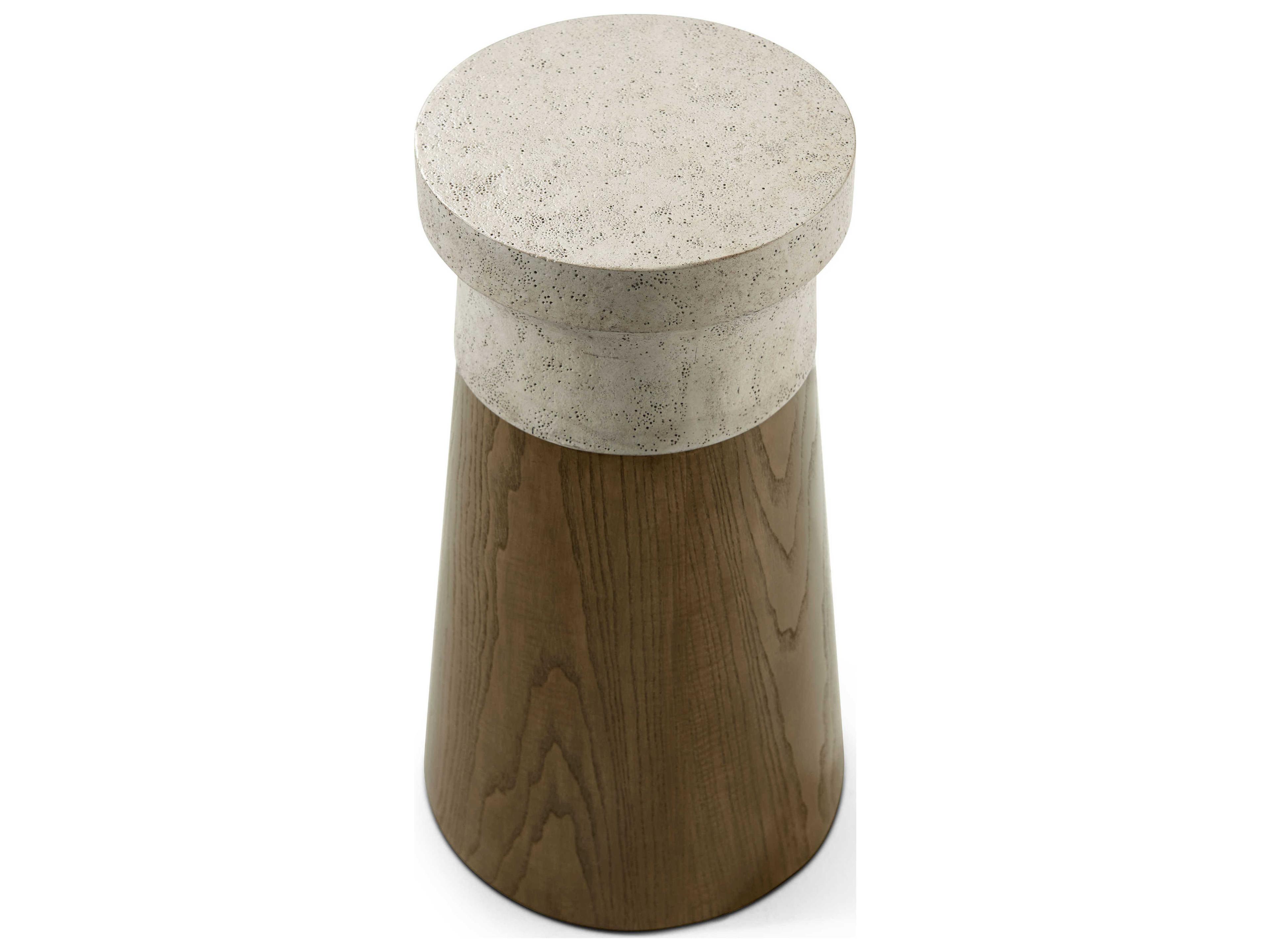 Theodore Alexander Catalina Round Faux Stone Earth End Table