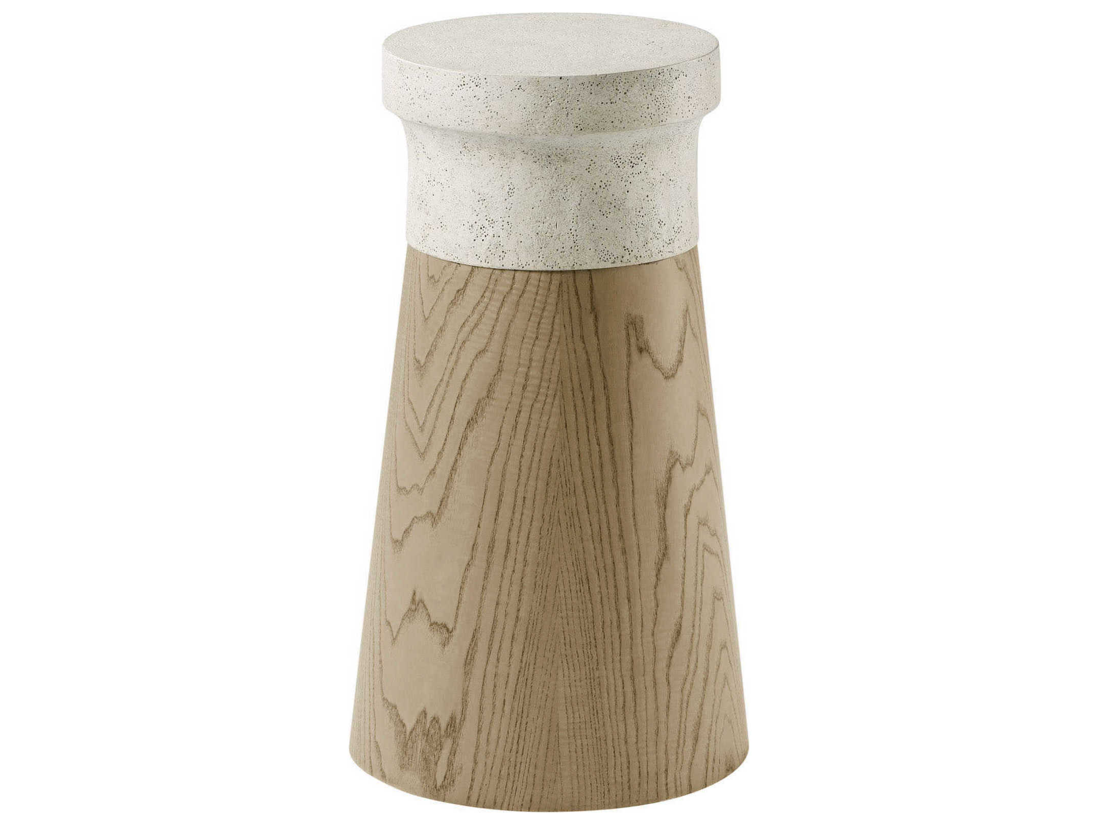 Theodore Alexander Catalina Round Faux Stone Dune End Table