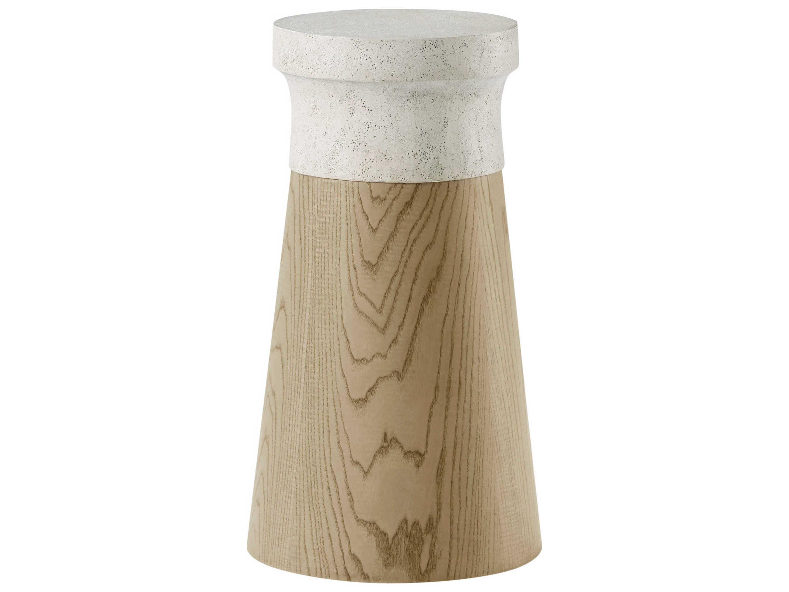 Theodore Alexander Catalina Round Faux Stone Dune End Table