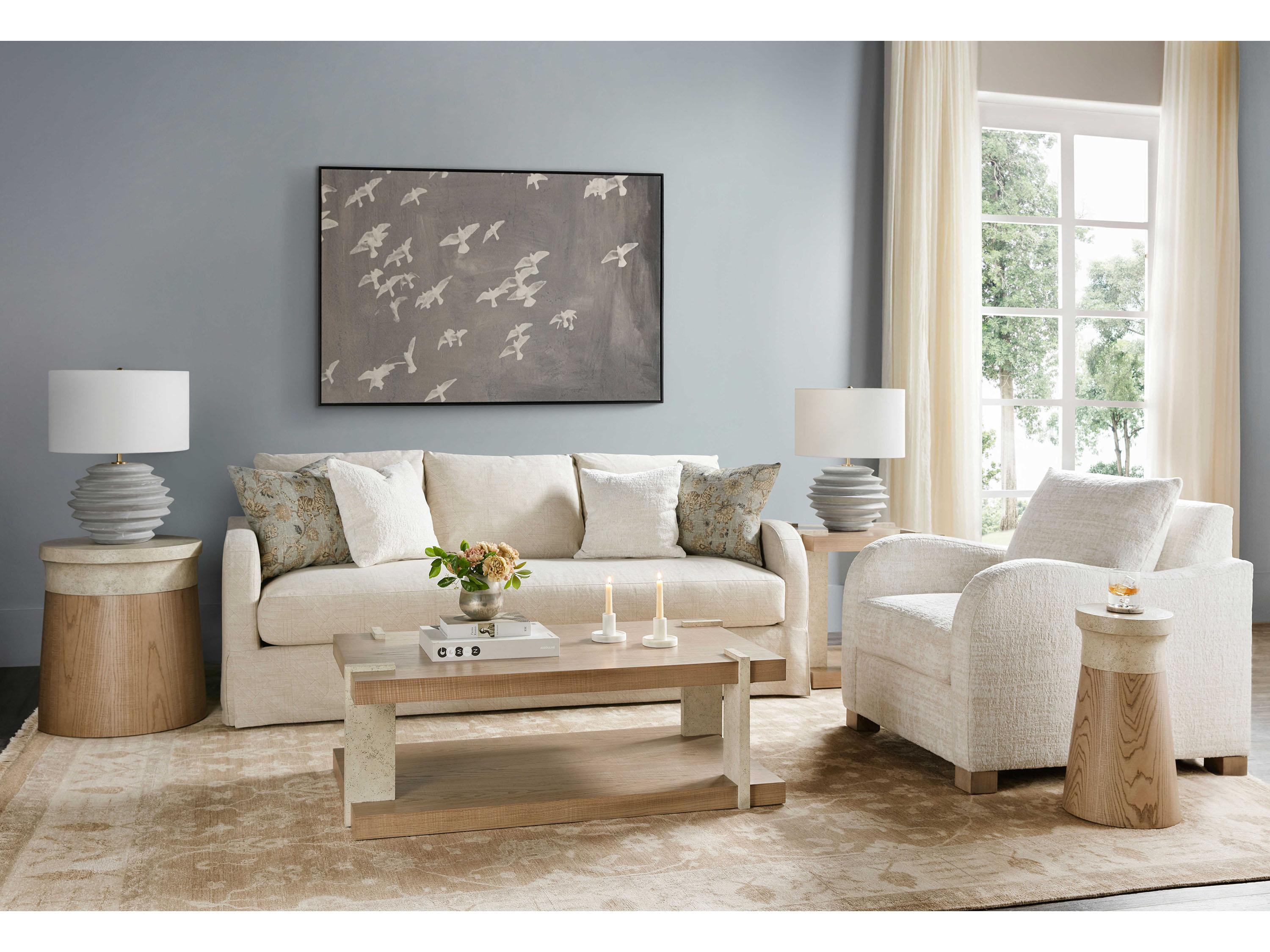 Theodore Alexander Catalina Round Faux Stone Dune End Table