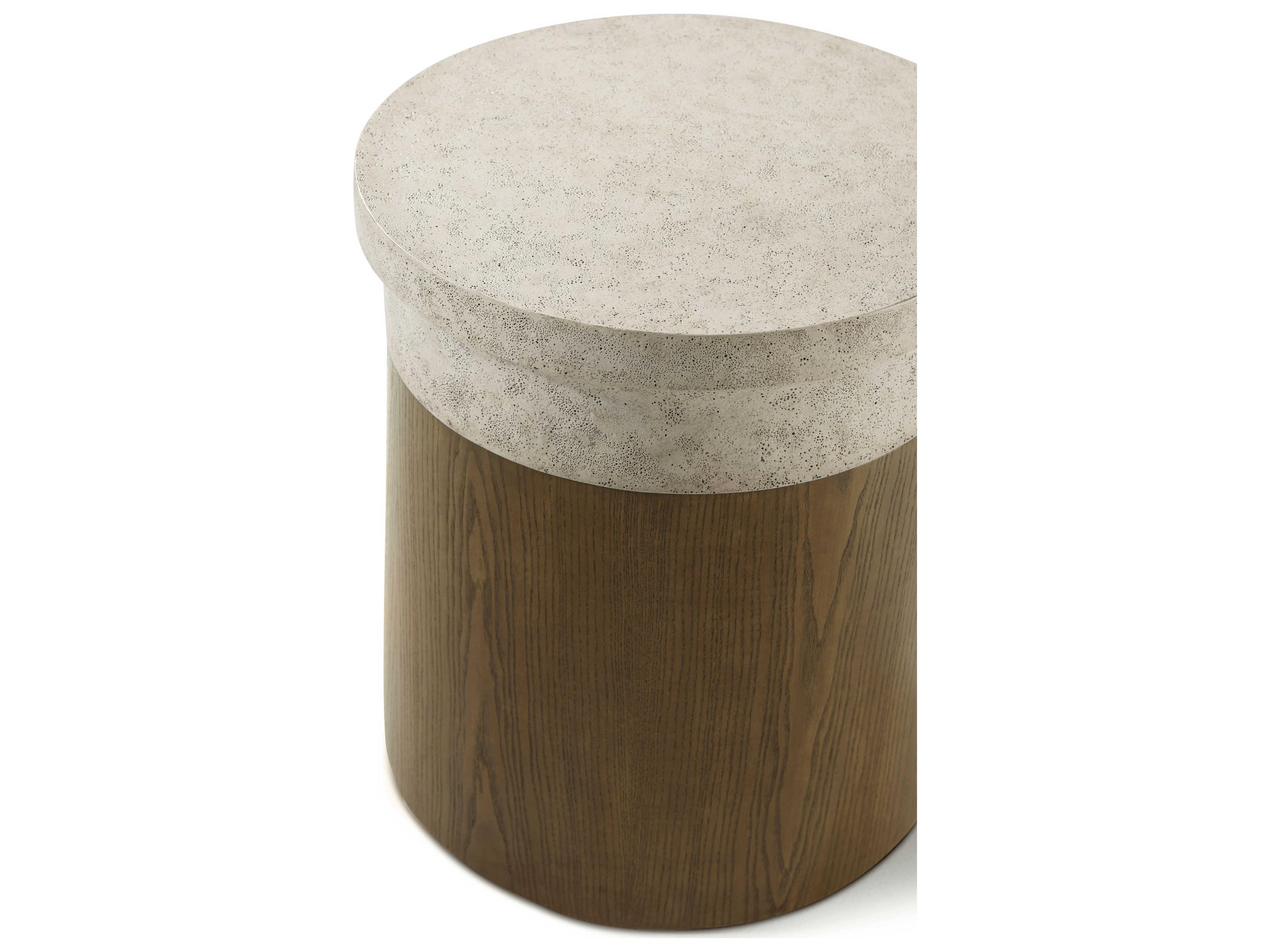 Theodore Alexander Catalina Round Faux Stone Earth End Table