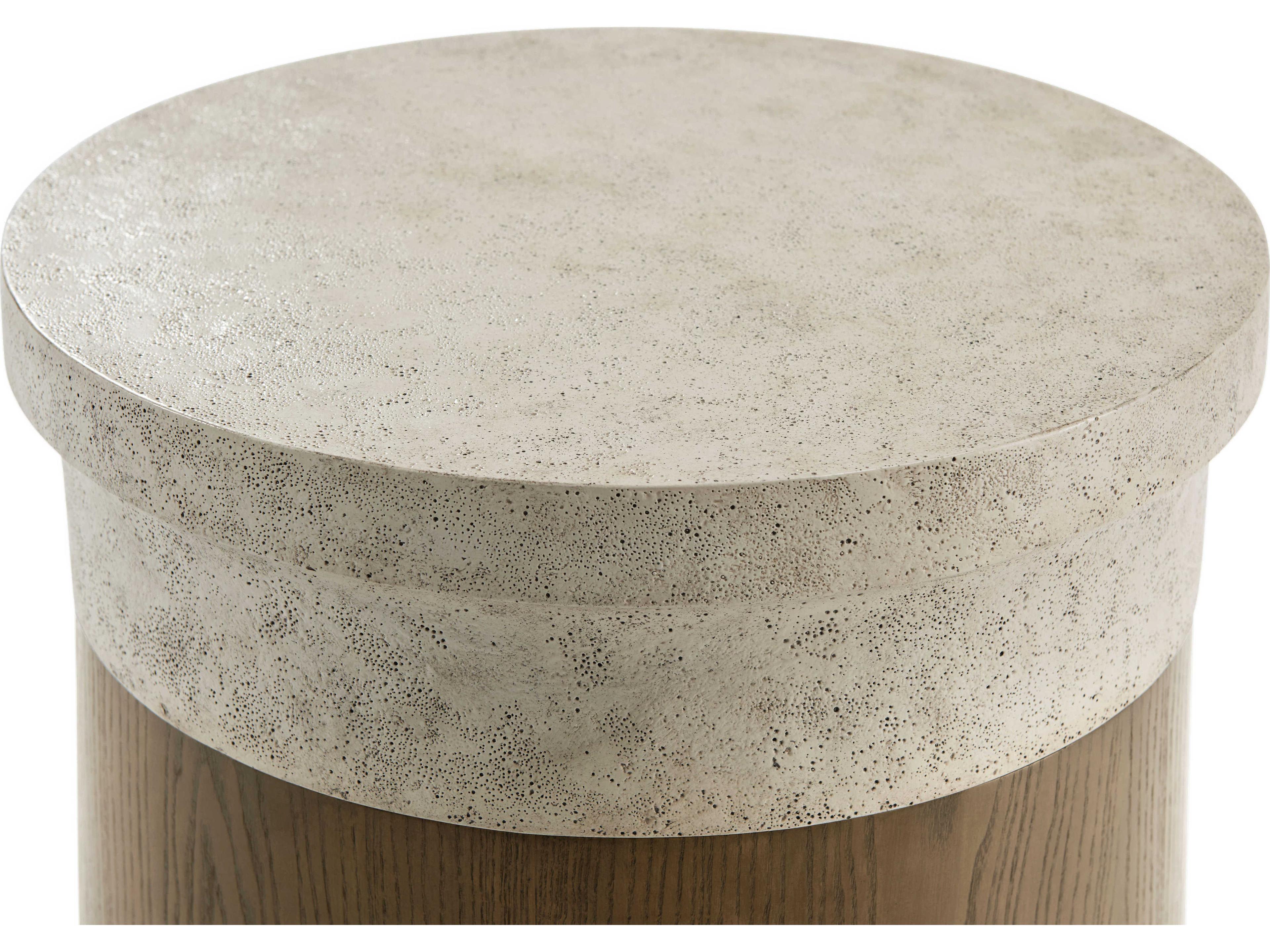 Theodore Alexander Catalina Round Faux Stone Earth End Table