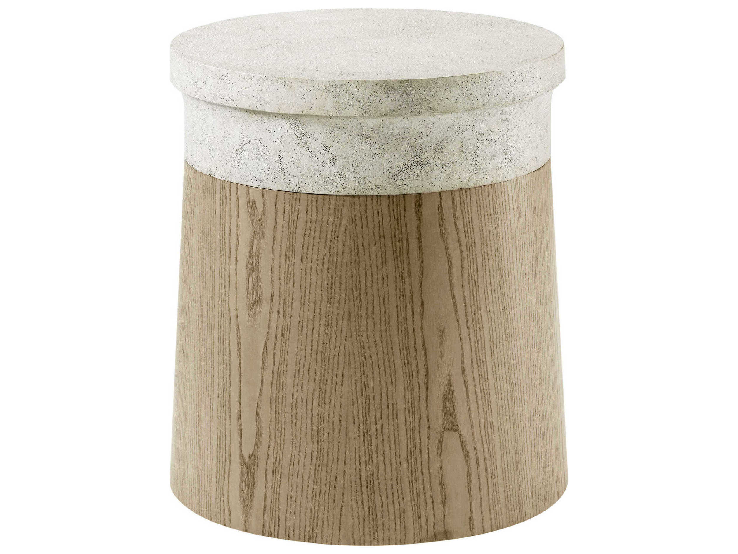 Theodore Alexander Catalina Round Faux Stone Dune End Table