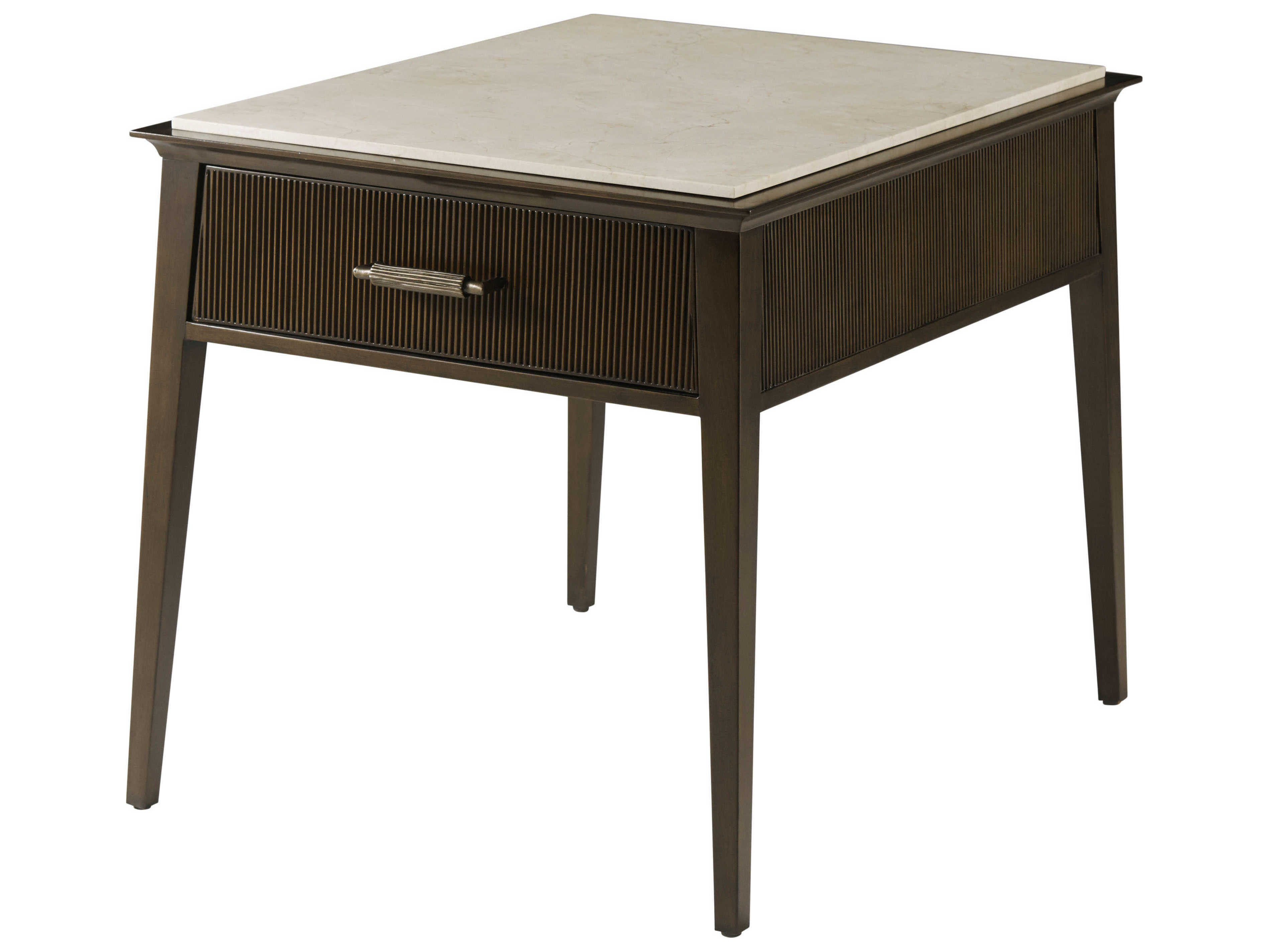 Theodore Alexander Lido Rectangular Marble Bistre End Table