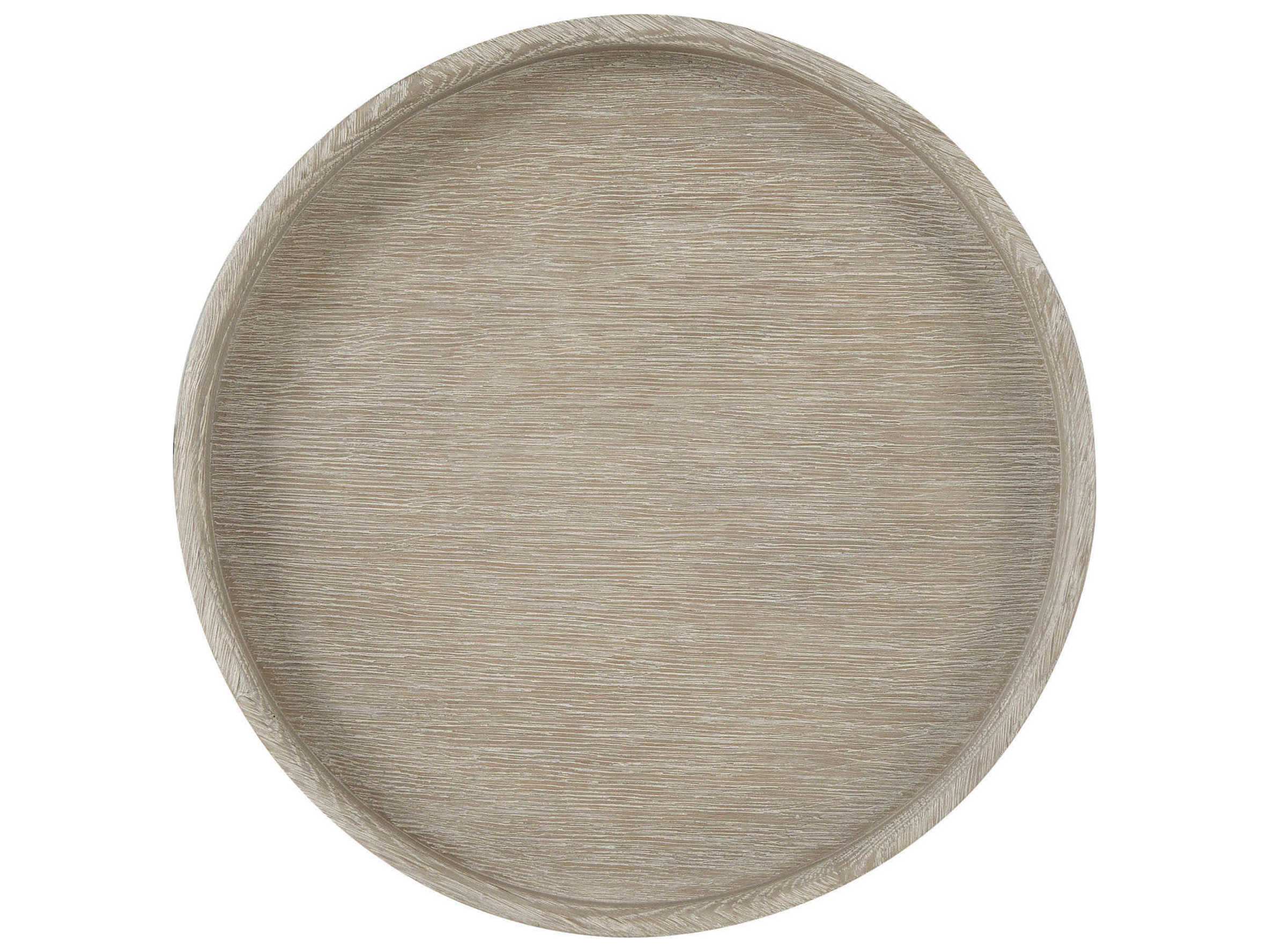 Theodore Alexander Repose Round Wood Grey Oak End Table