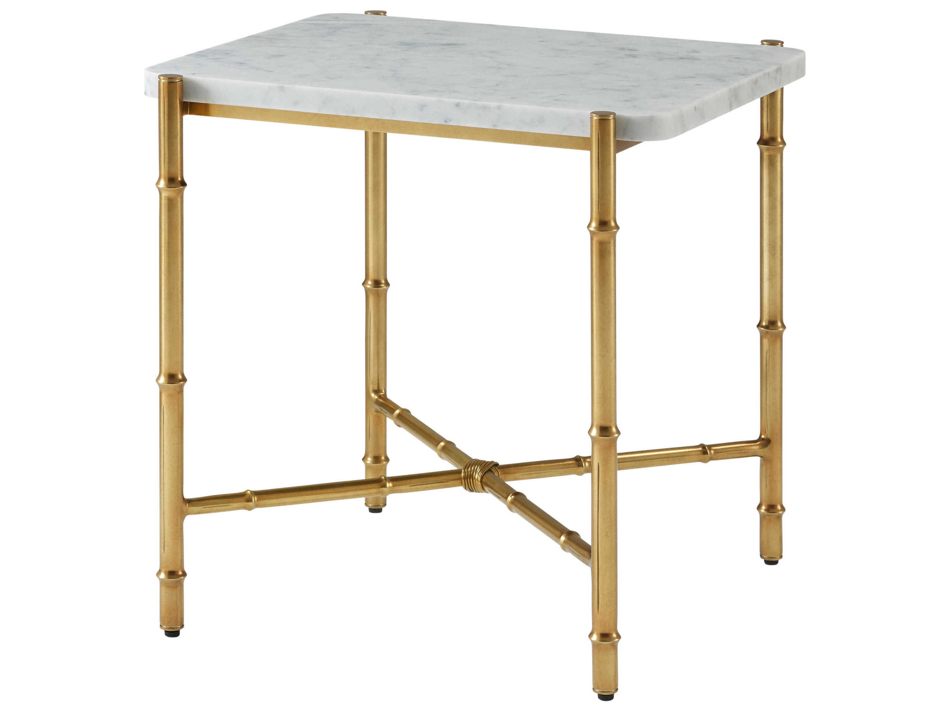 Theodore Alexander Kesden Rectangular Marble Lbb Brass End Table