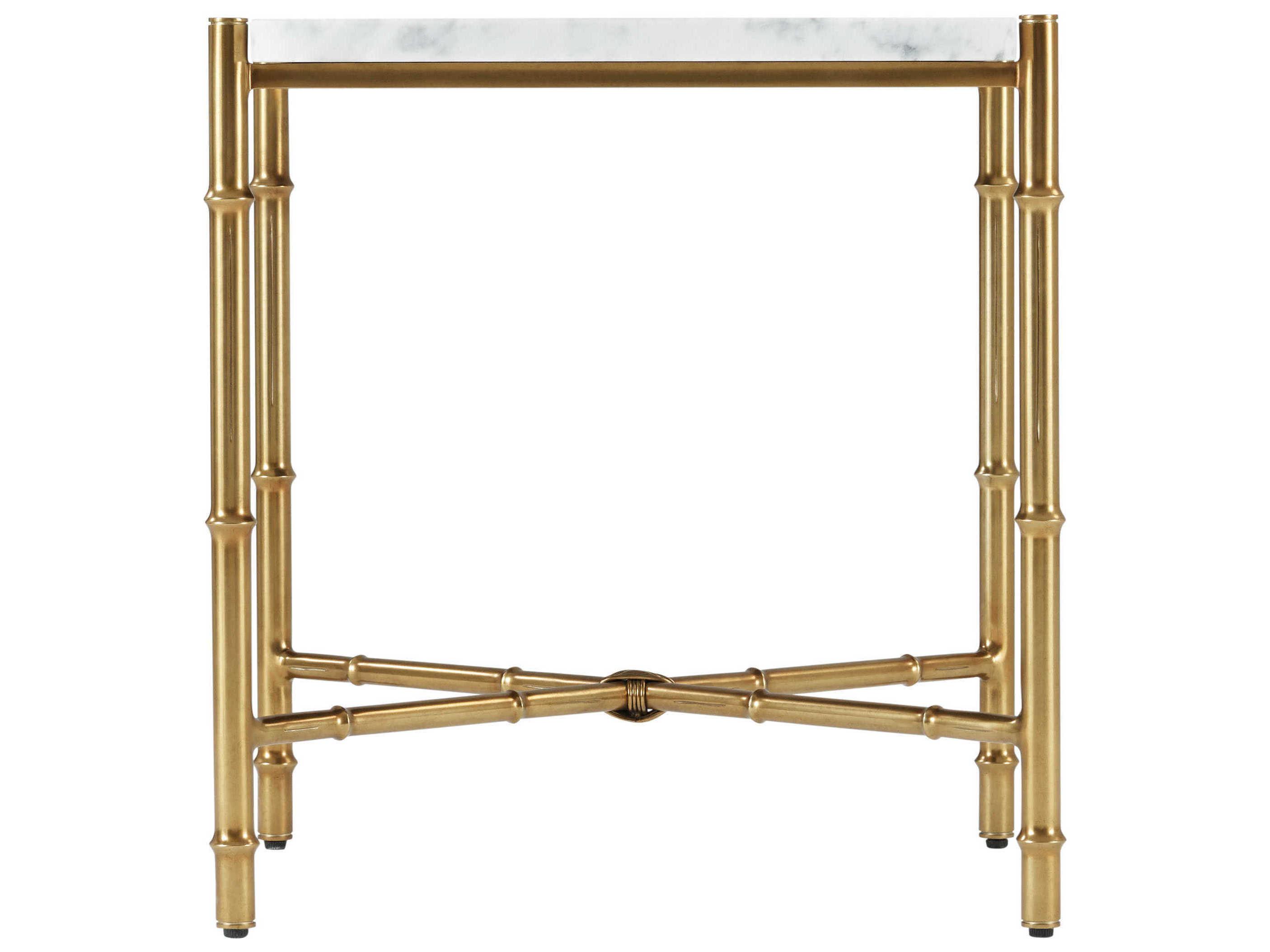 Theodore Alexander Kesden Rectangular Marble Lbb Brass End Table
