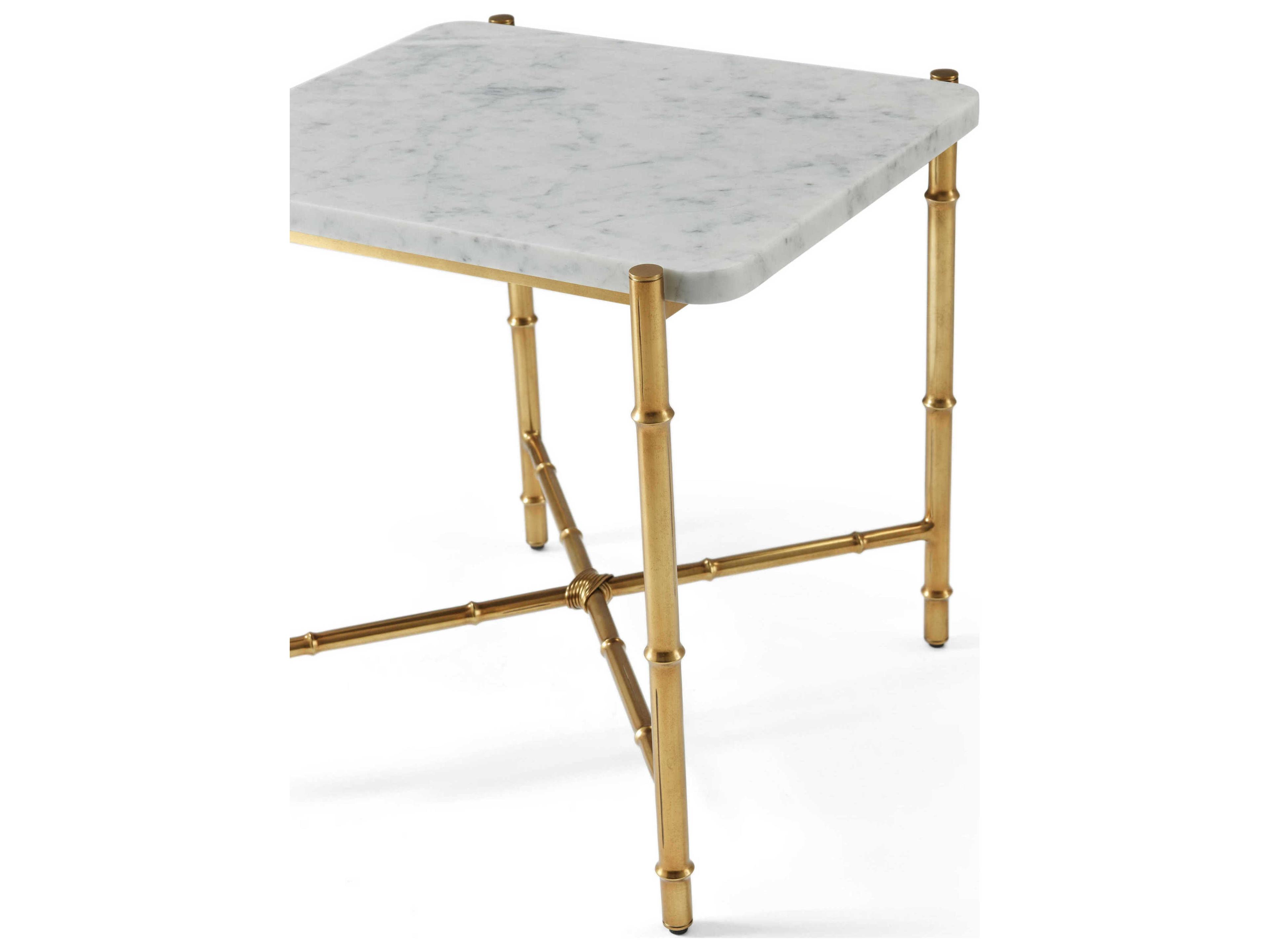 Theodore Alexander Kesden Rectangular Marble Lbb Brass End Table