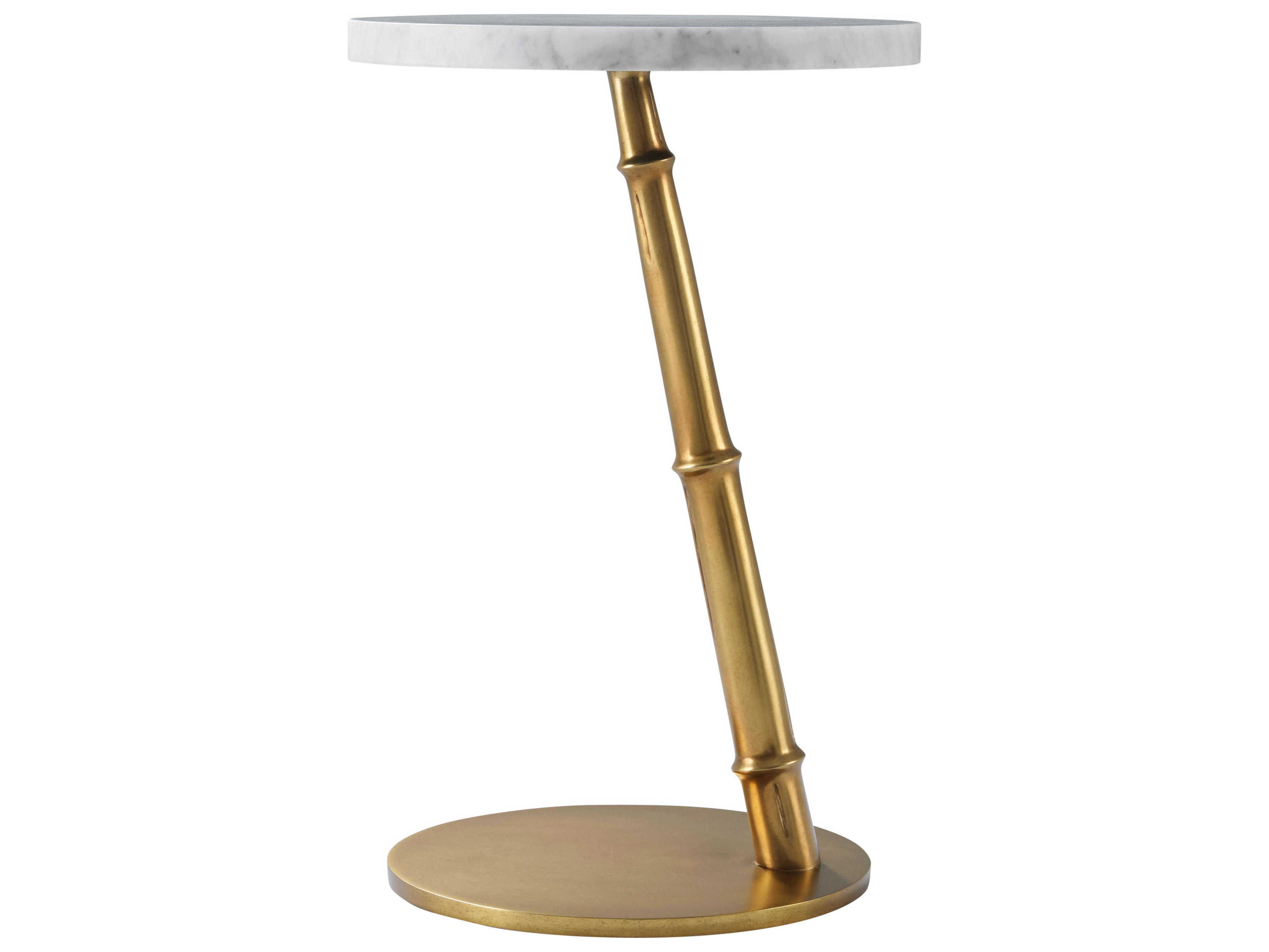 Theodore Alexander Kesden Round Marble Lbb Brass End Table