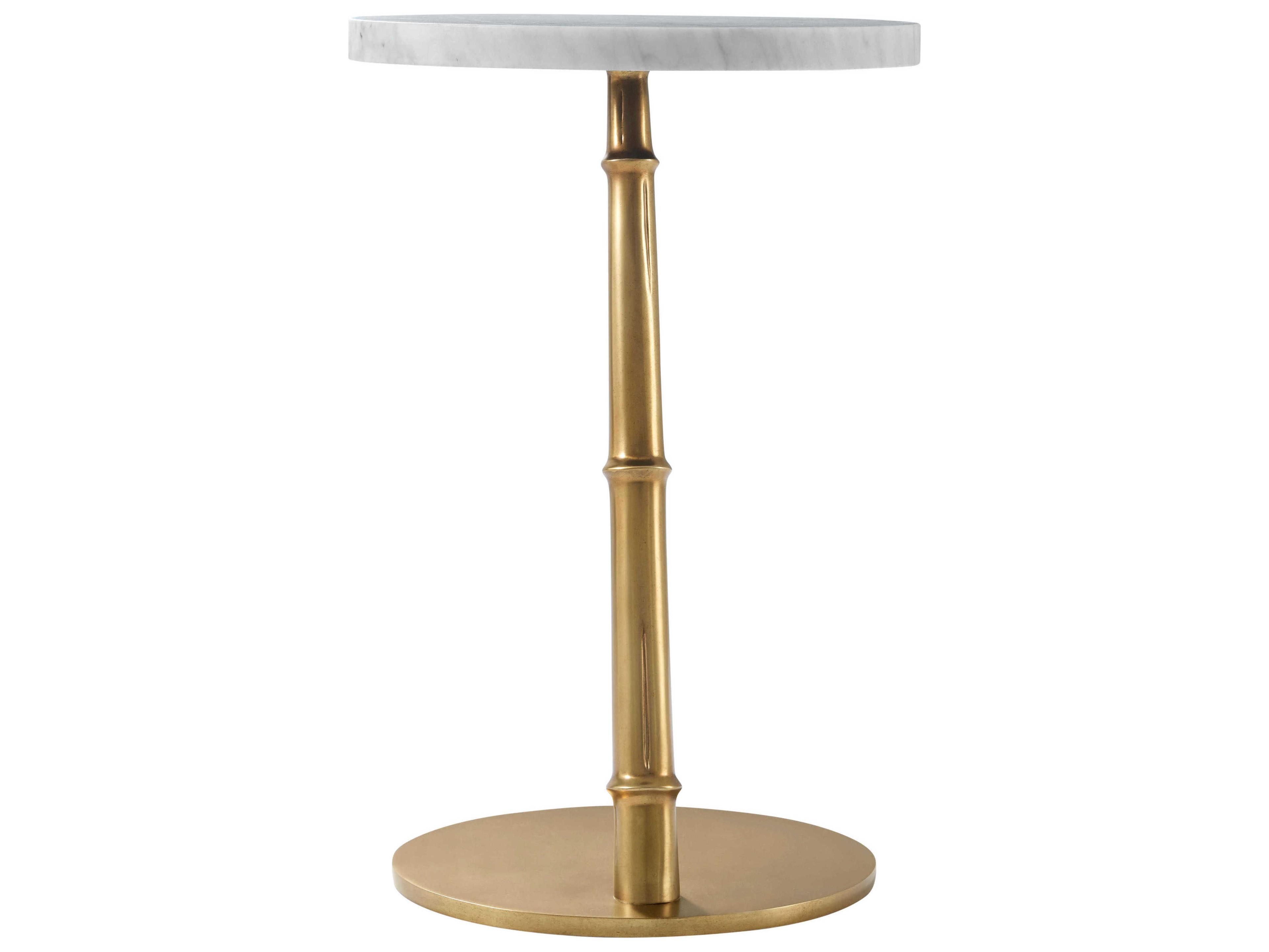 Theodore Alexander Kesden Round Marble Lbb Brass End Table