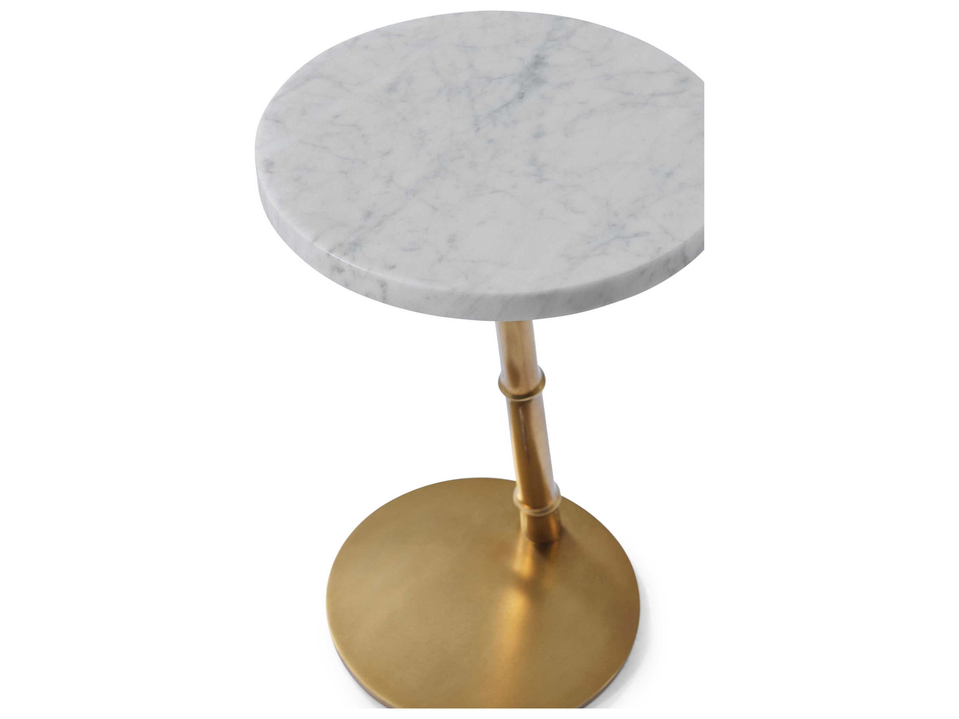 Theodore Alexander Kesden Round Marble Lbb Brass End Table