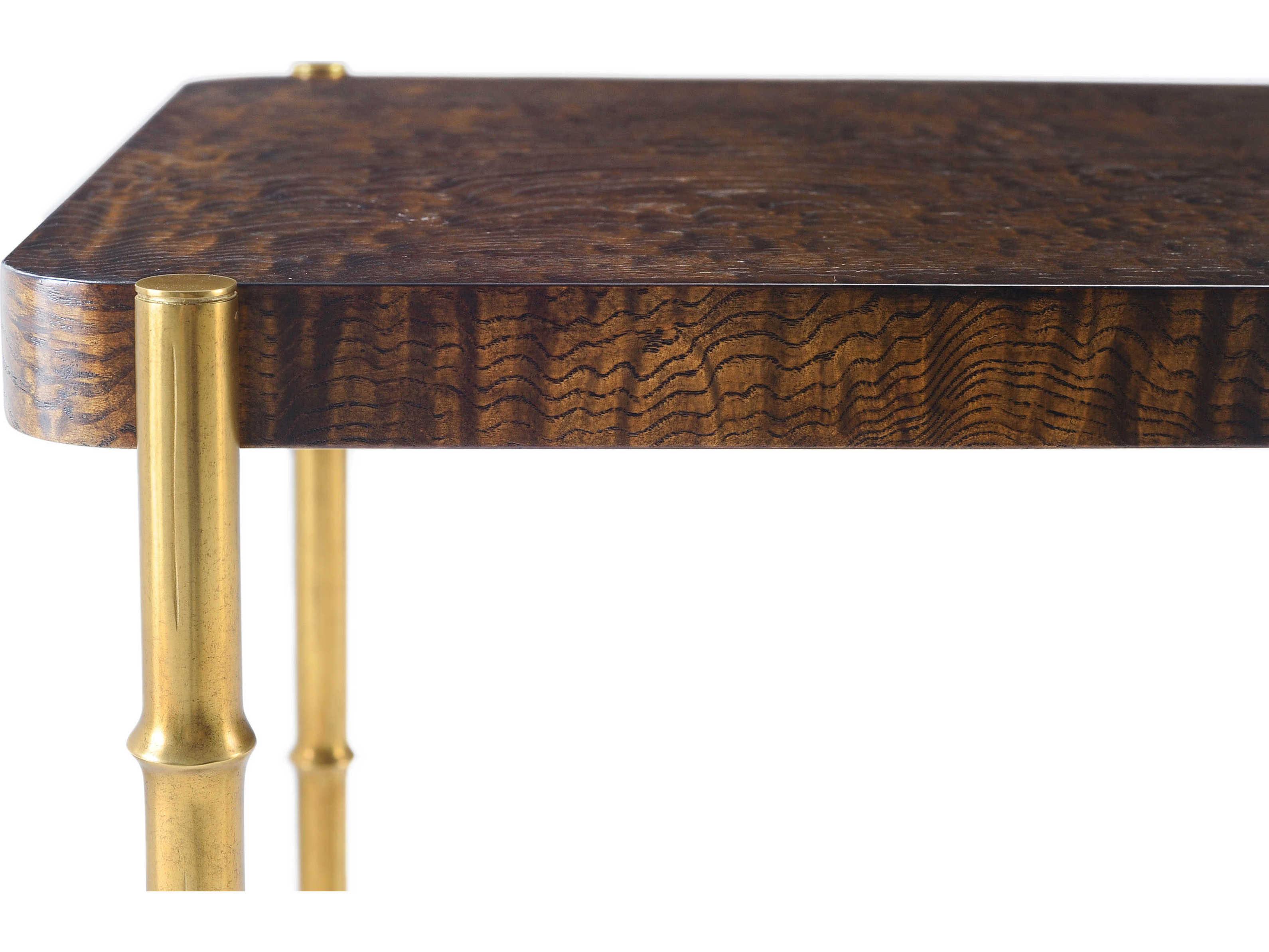 Theodore Alexander Kesden Rectangular Wood Pyramid Brown End Table