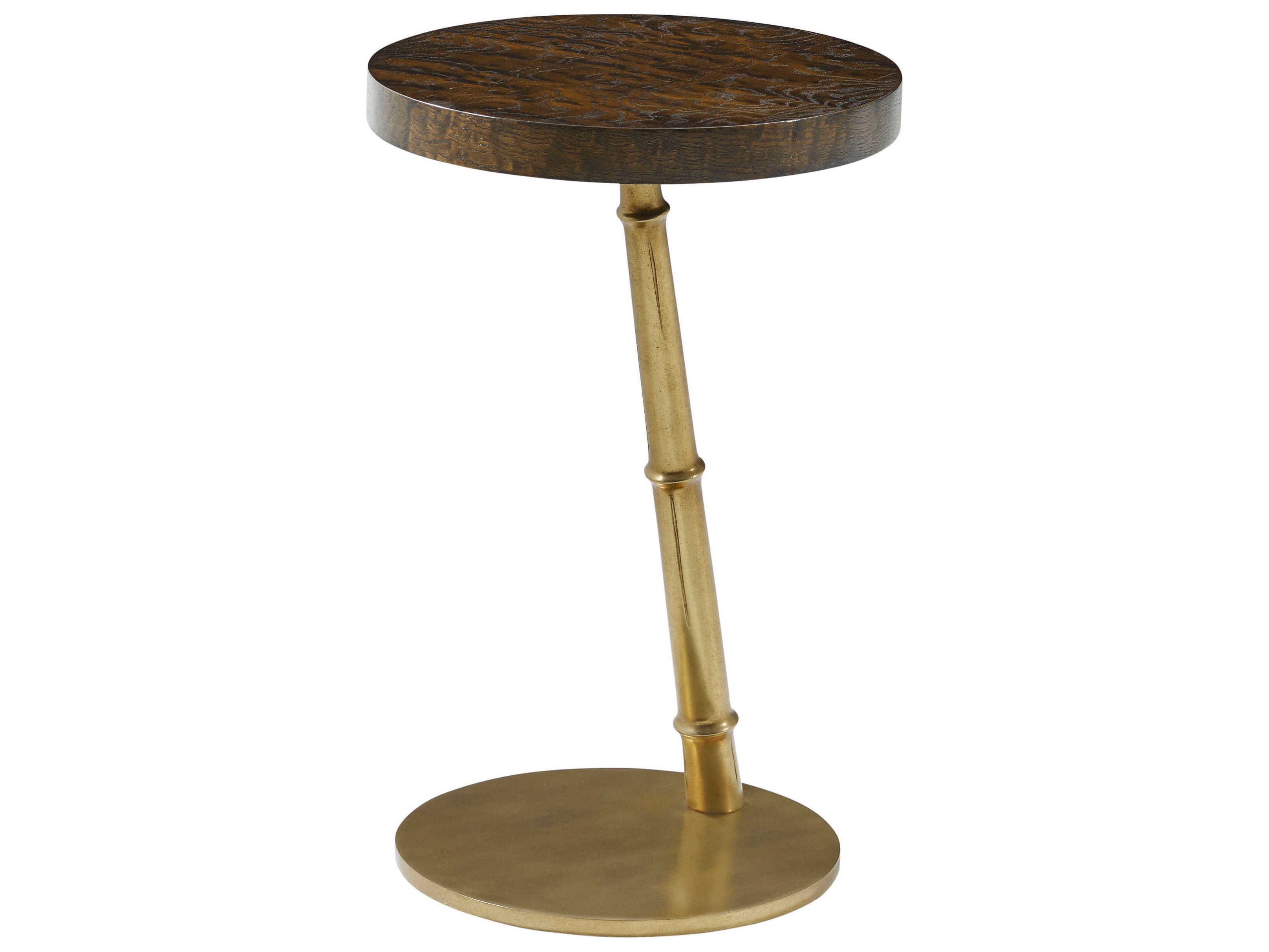 Theodore Alexander Kesden Round Wood Pyramid Brown End Table