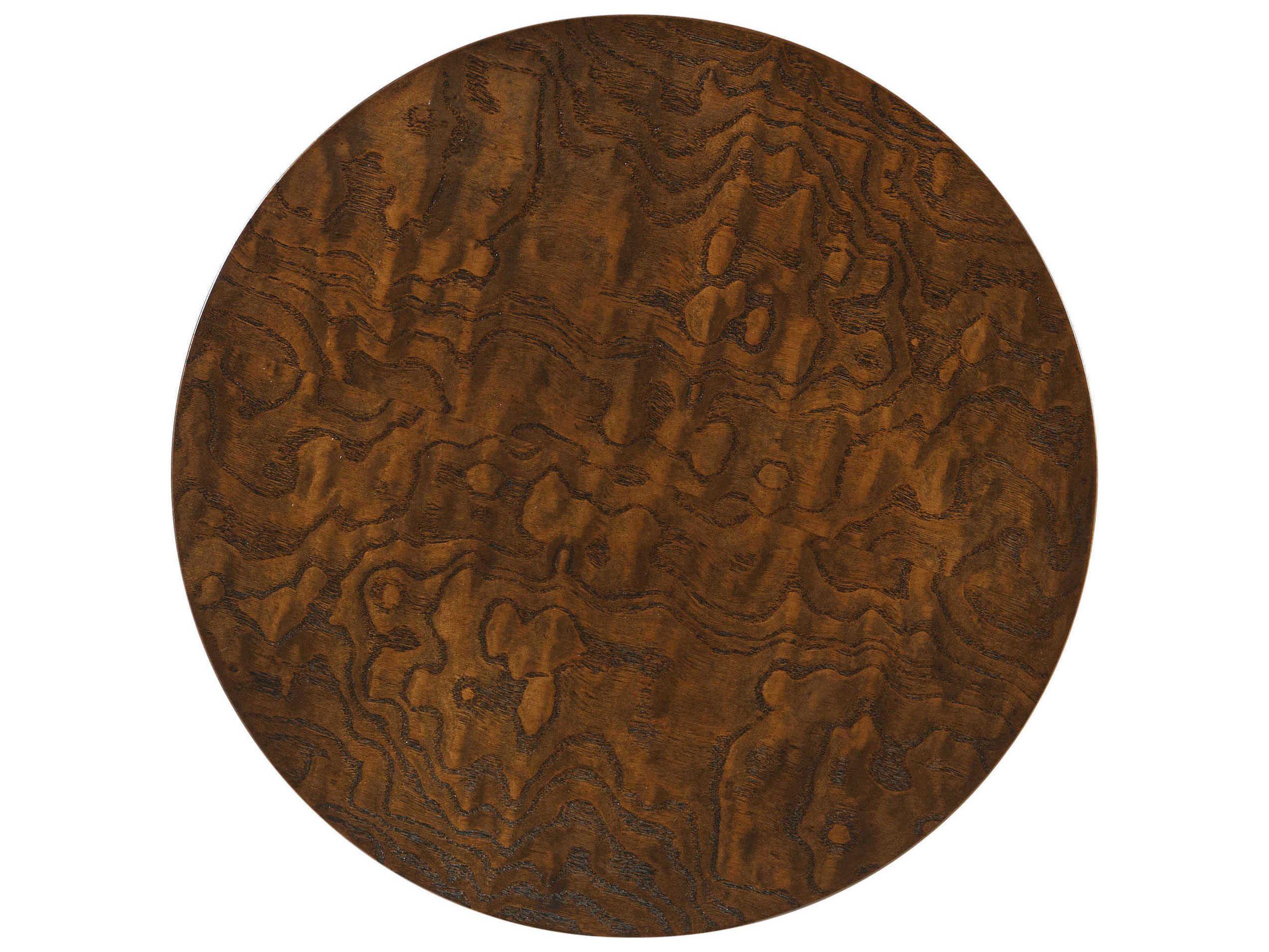 Theodore Alexander Kesden Round Wood Pyramid Brown End Table