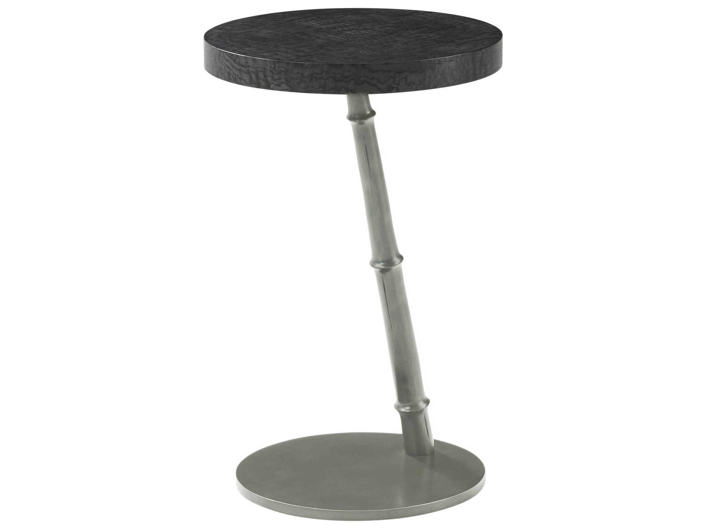 Theodore Alexander Kesden Round Wood Silent Black End Table