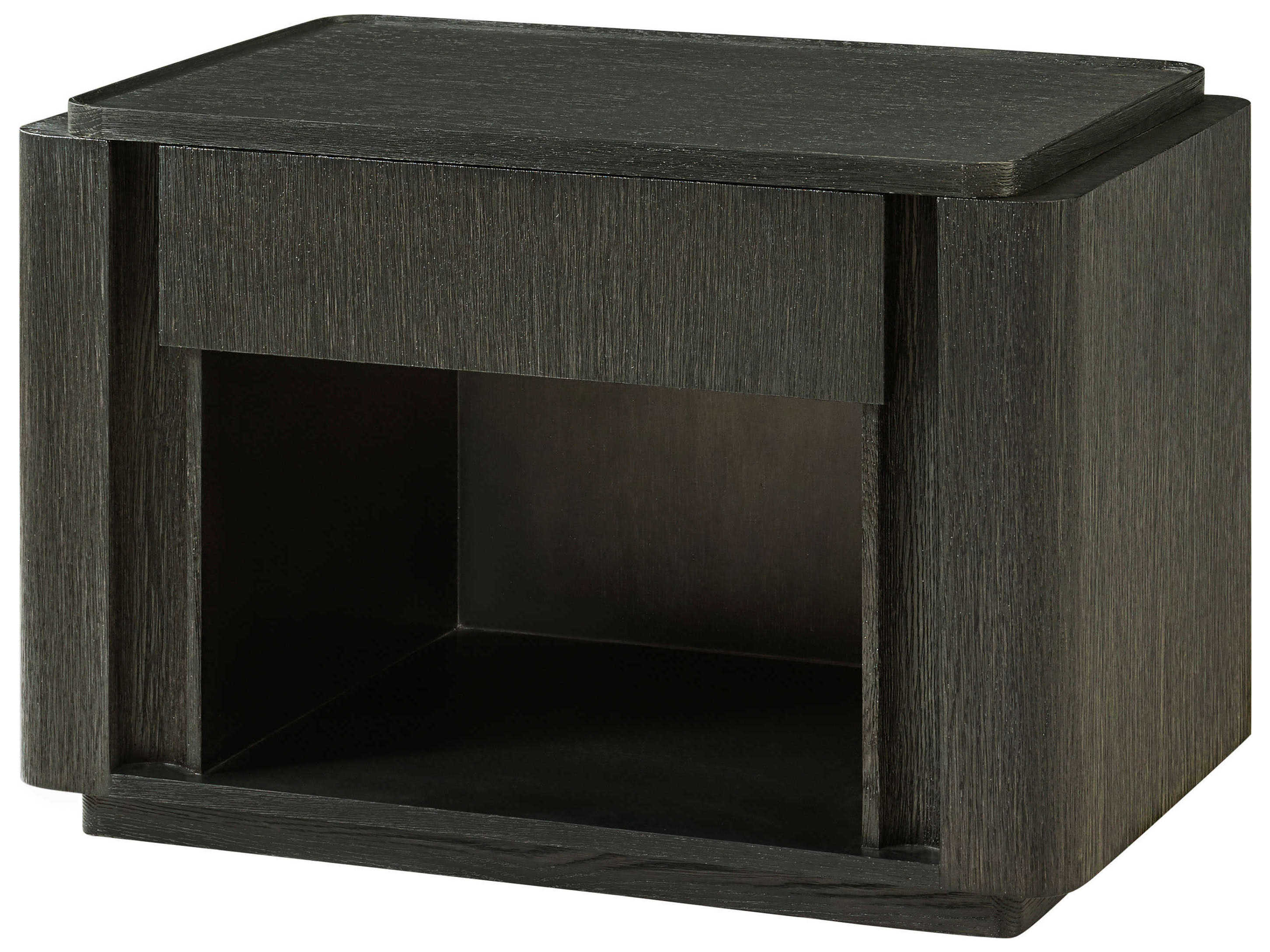 Theodore Alexander Repose 1-Drawer Black Oak Wood Nightstand