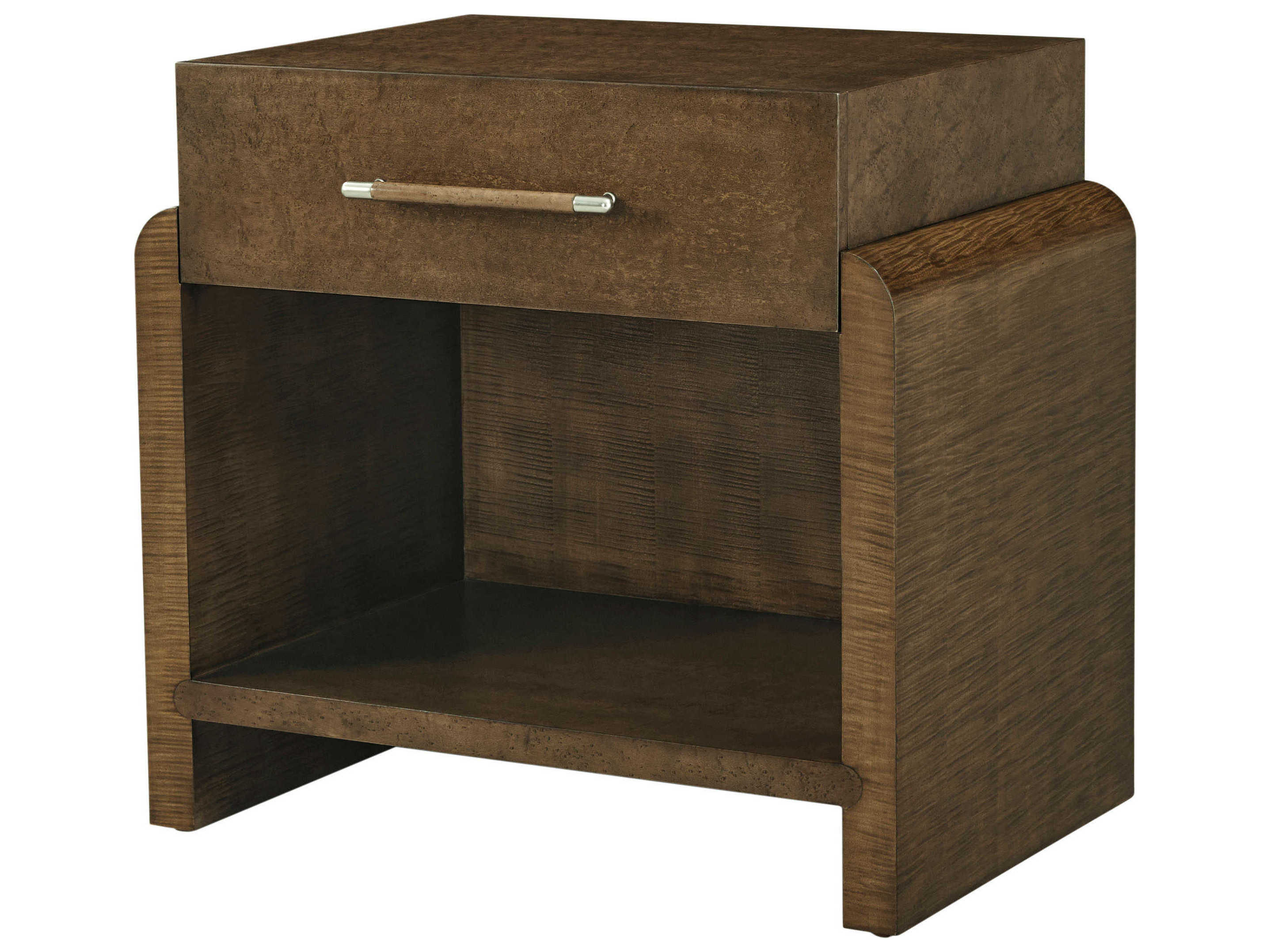 Theodore Alexander Origins 1-Drawer Brown Sycamore Wood Nightstand