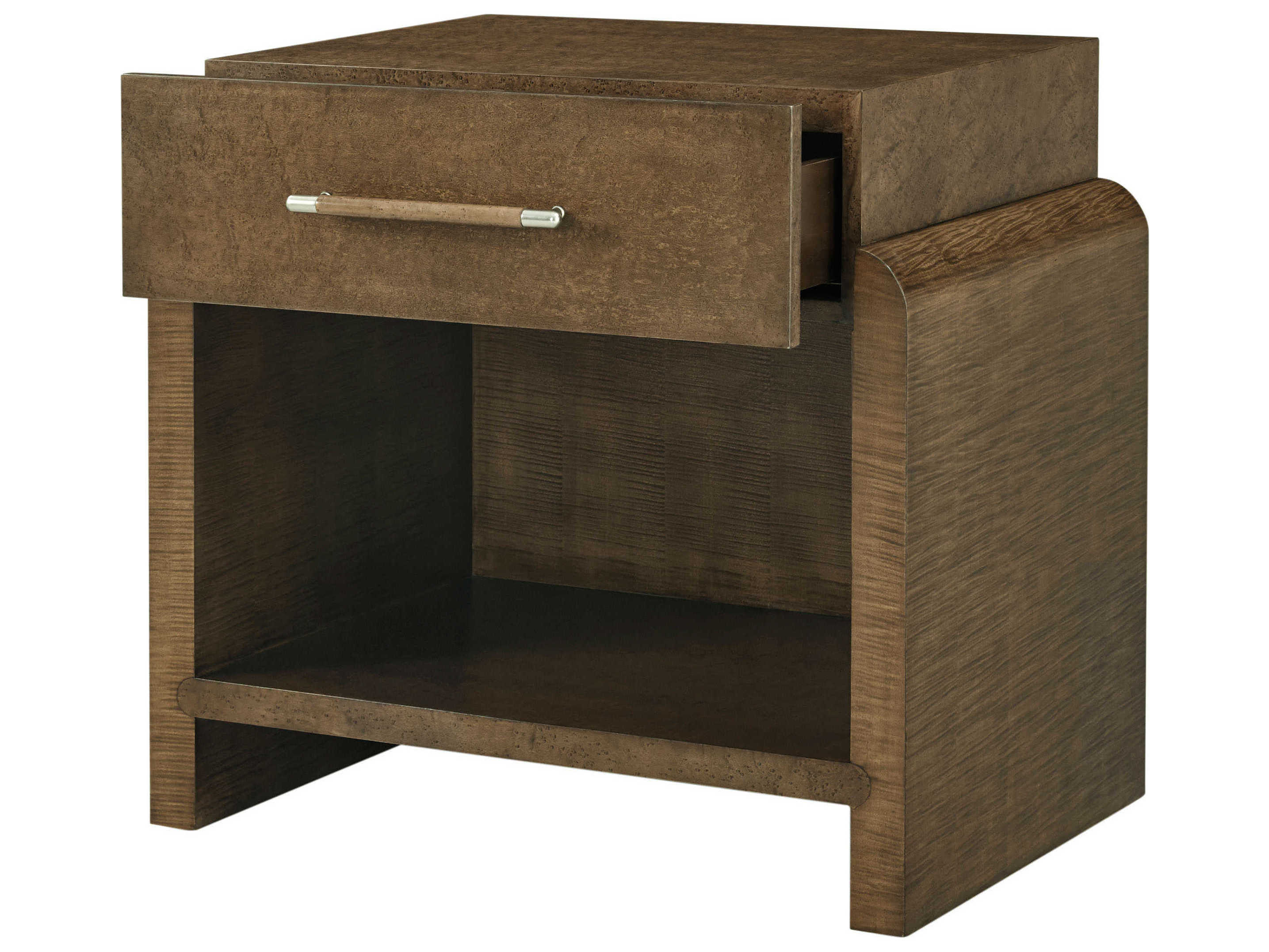 Theodore Alexander Origins 1-Drawer Brown Sycamore Wood Nightstand