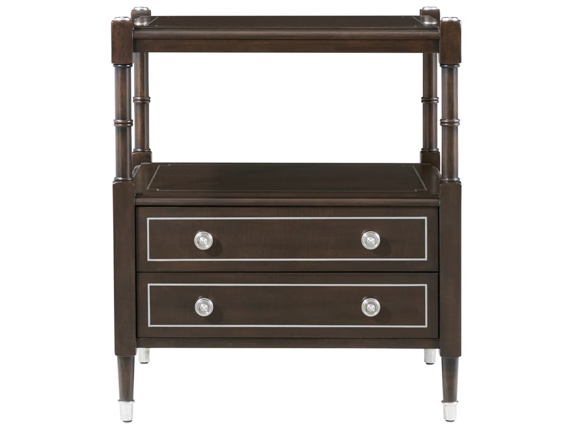 Theodore Alexander Spencer London 2-Drawers Brown Solid Wood Nightstand