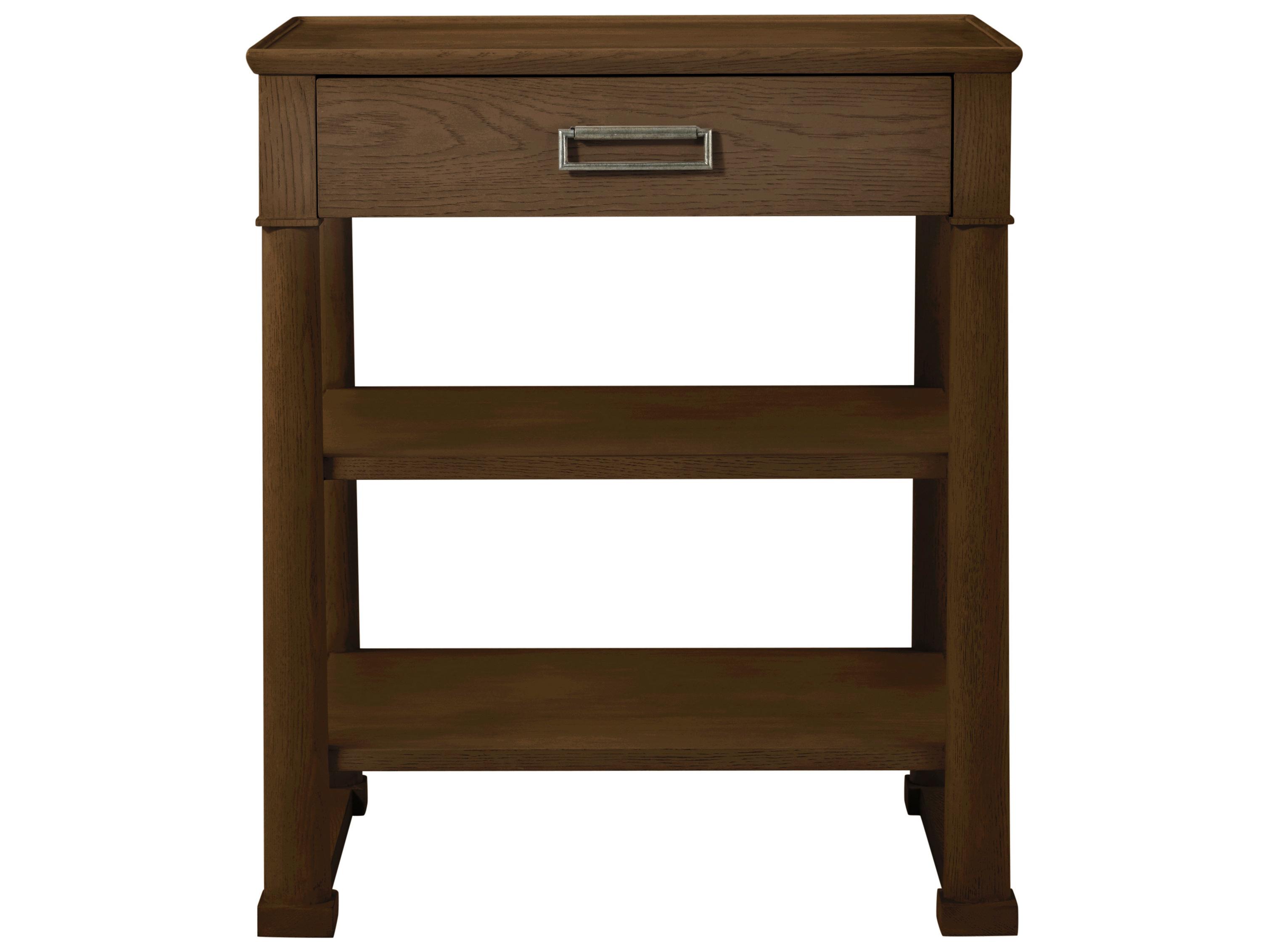 Theodore Alexander Surrey 1-Drawer Brown Oak Wood Nightstand