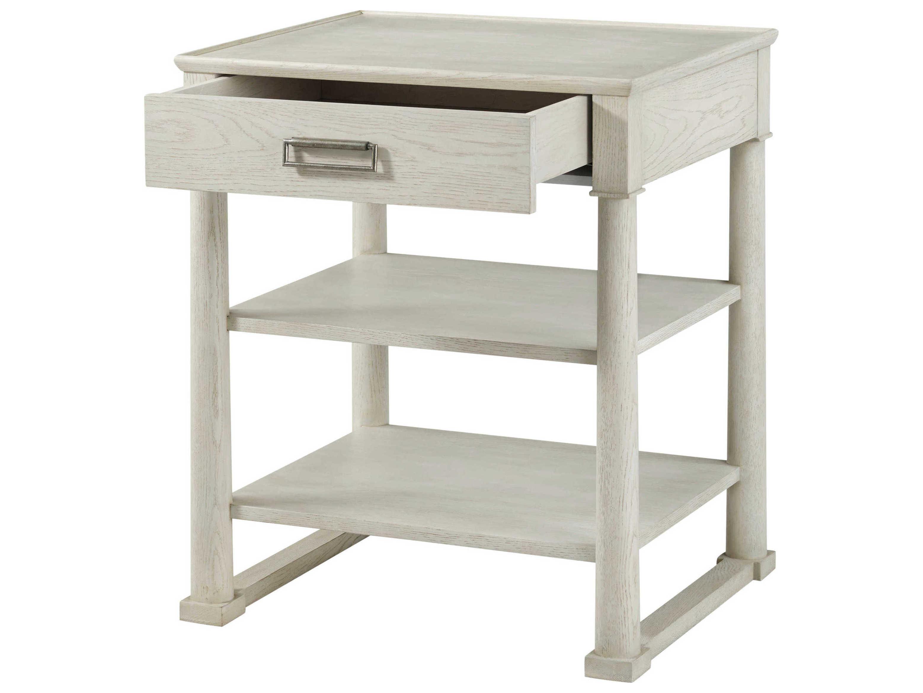 Theodore Alexander Surrey 1-Drawer Gray Oak Wood Nightstand
