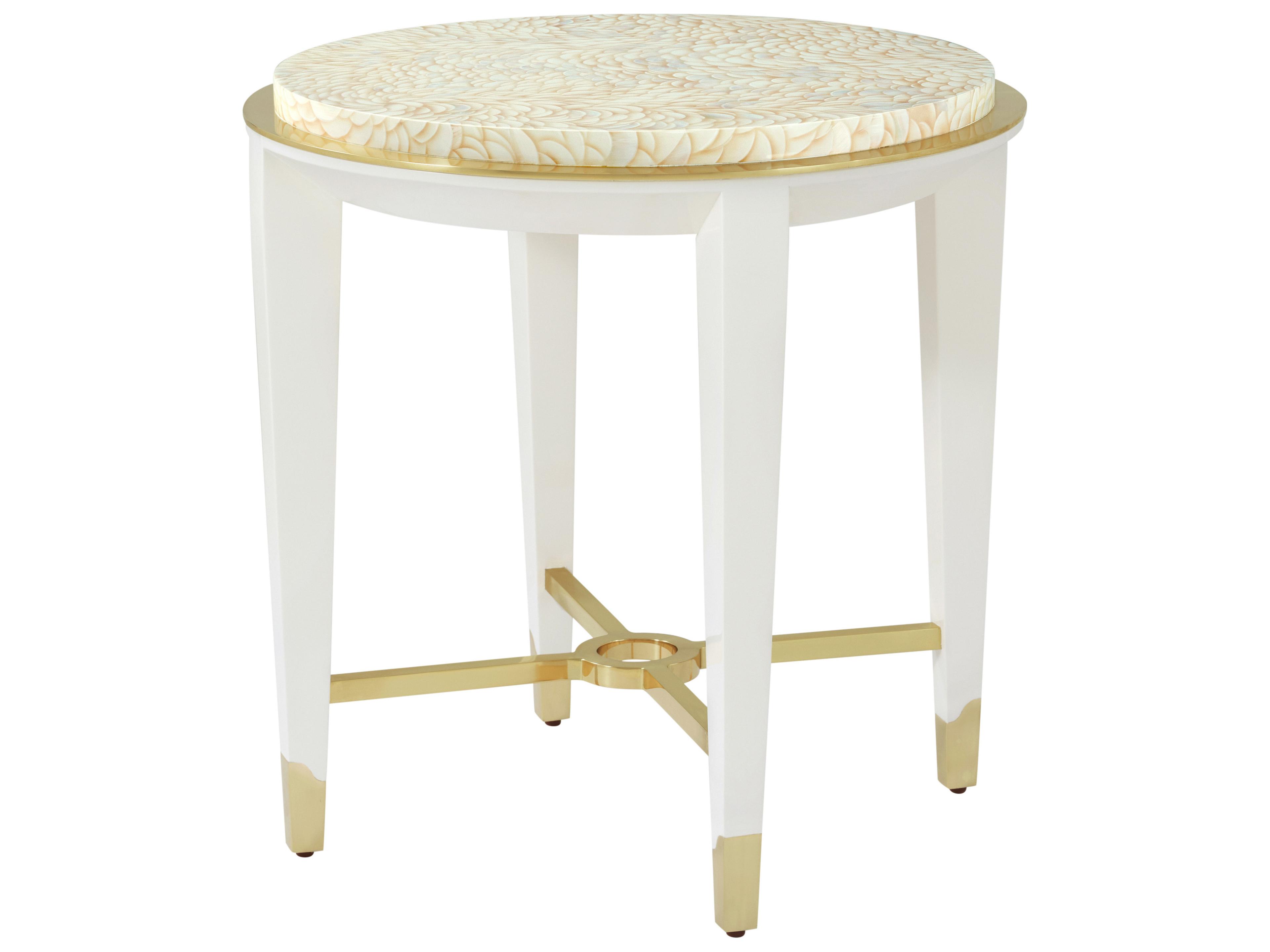 Theodore Alexander Judith Leiber Couture Round Glass End Table