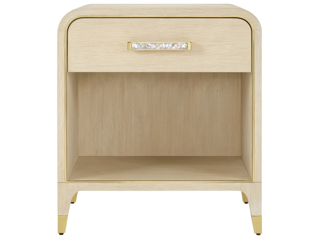 Theodore Alexander Judith Leiber Couture 1-Drawer Natural Oak Wood Nightstand