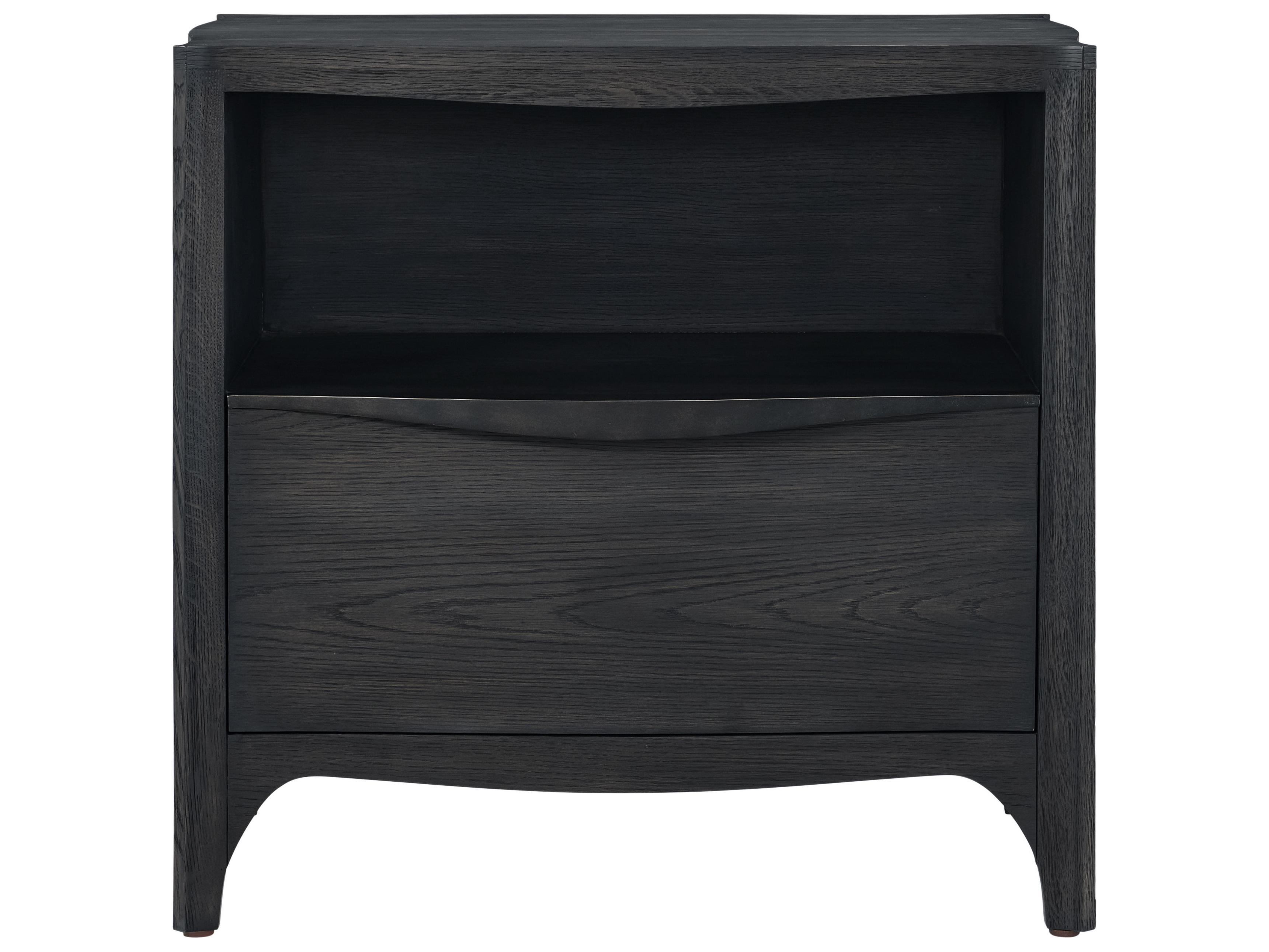 Theodore Alexander Rome 1-Drawer Black Solid Wood Nightstand