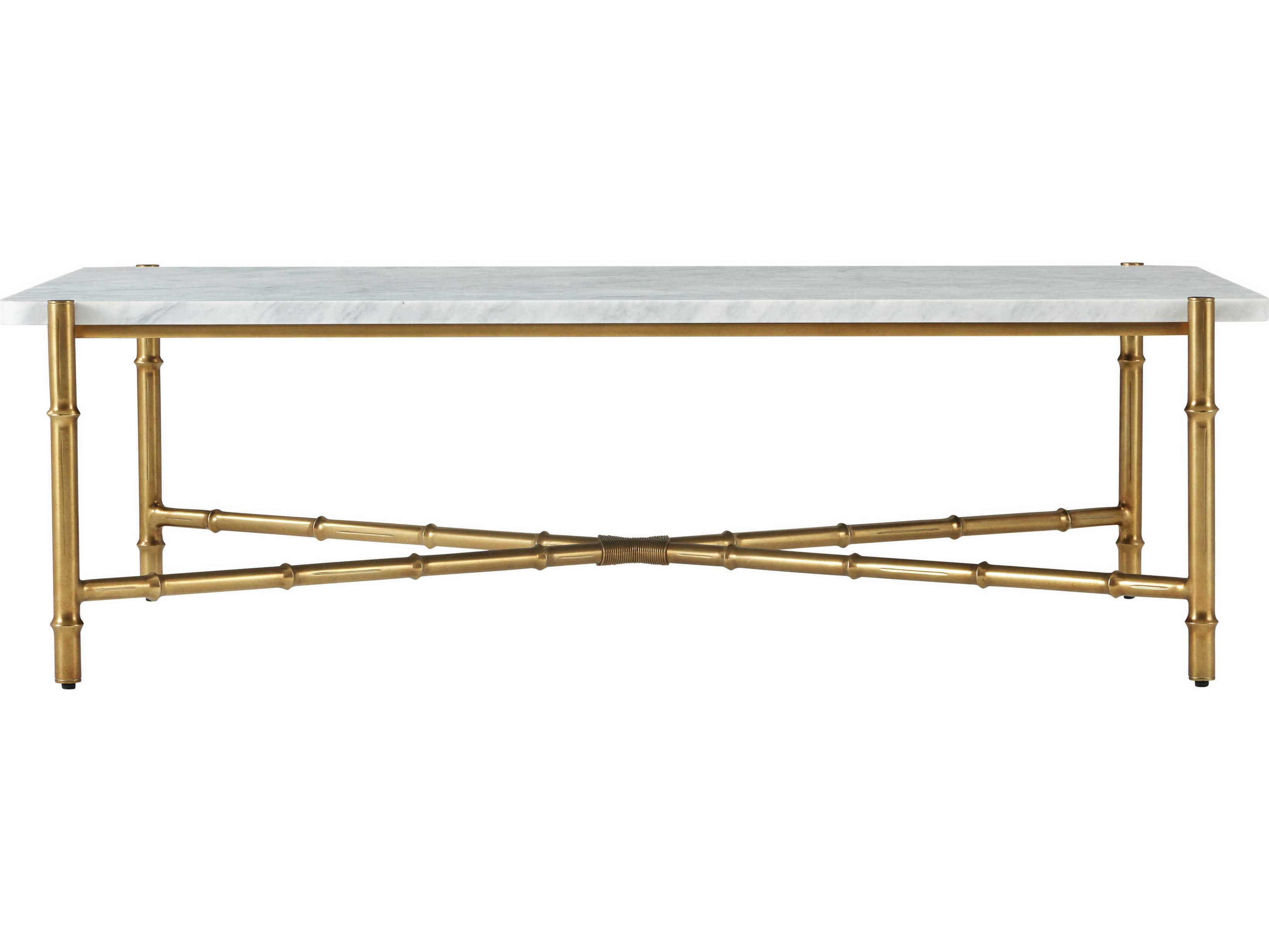 Theodore Alexander Kesden Rectangular Marble Lbb Brass Coffee Table