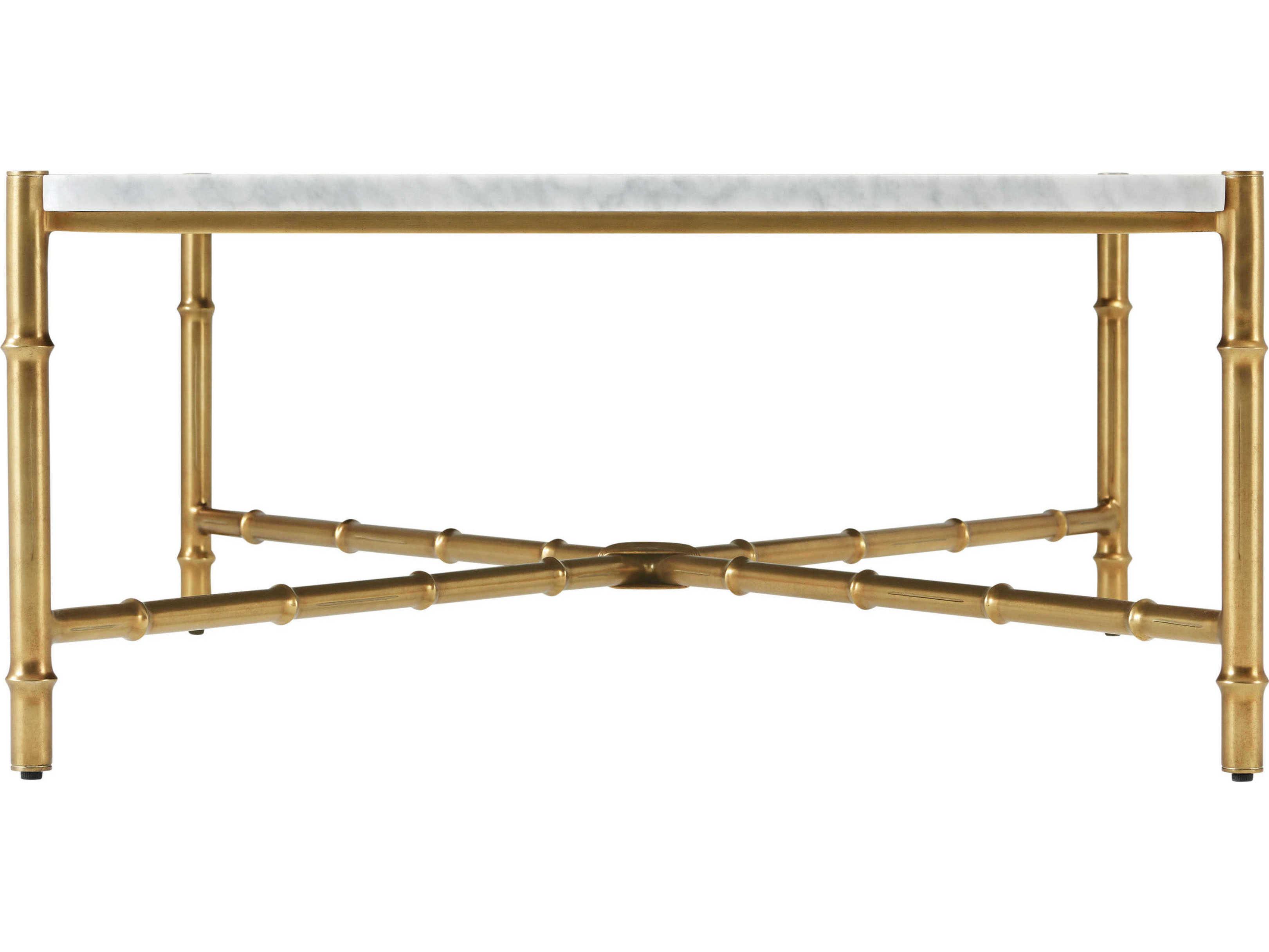 Theodore Alexander Kesden Rectangular Marble Lbb Brass Coffee Table
