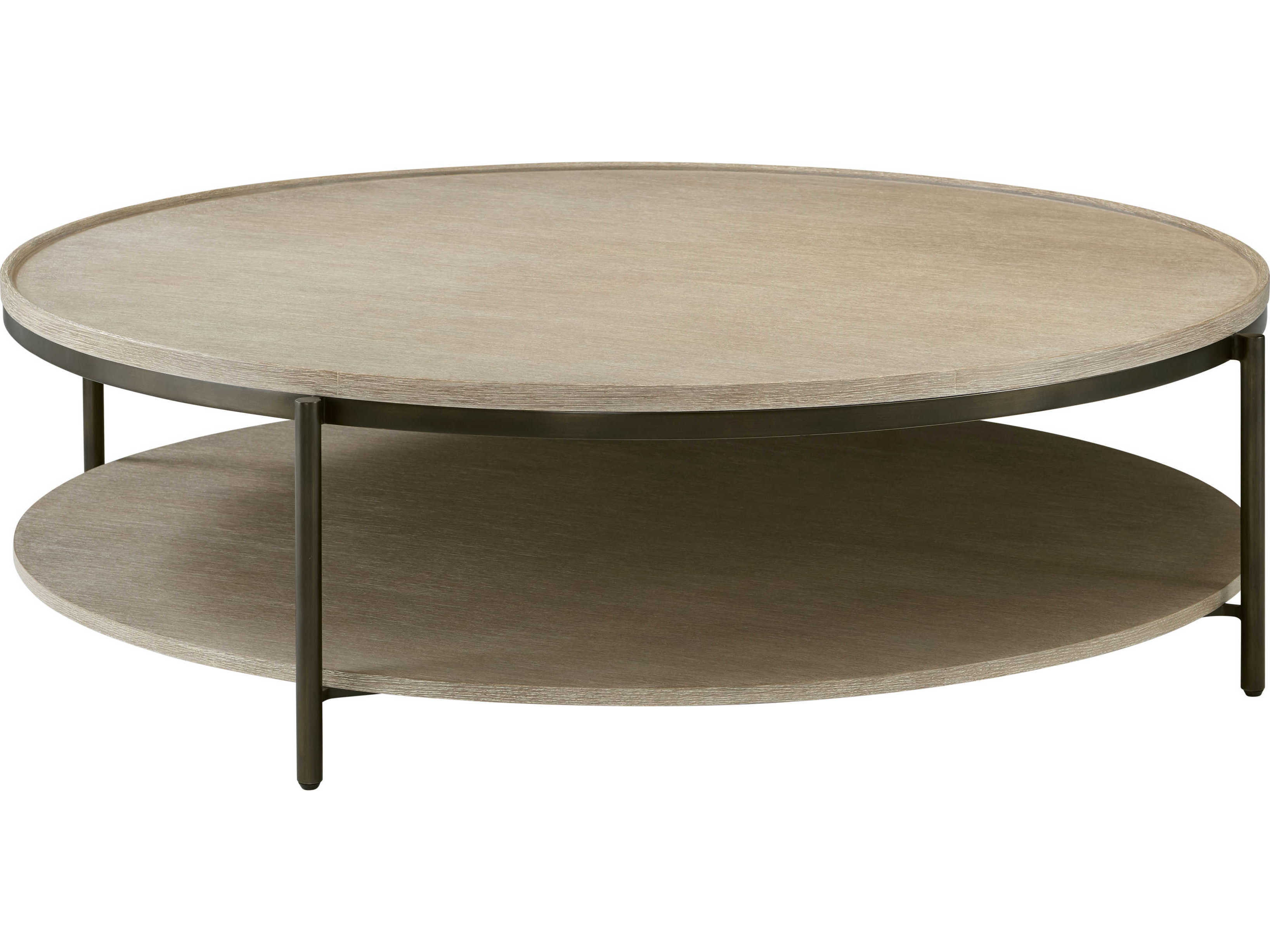 Theodore Alexander Repose Round Wood Grey Oak Coffee Table