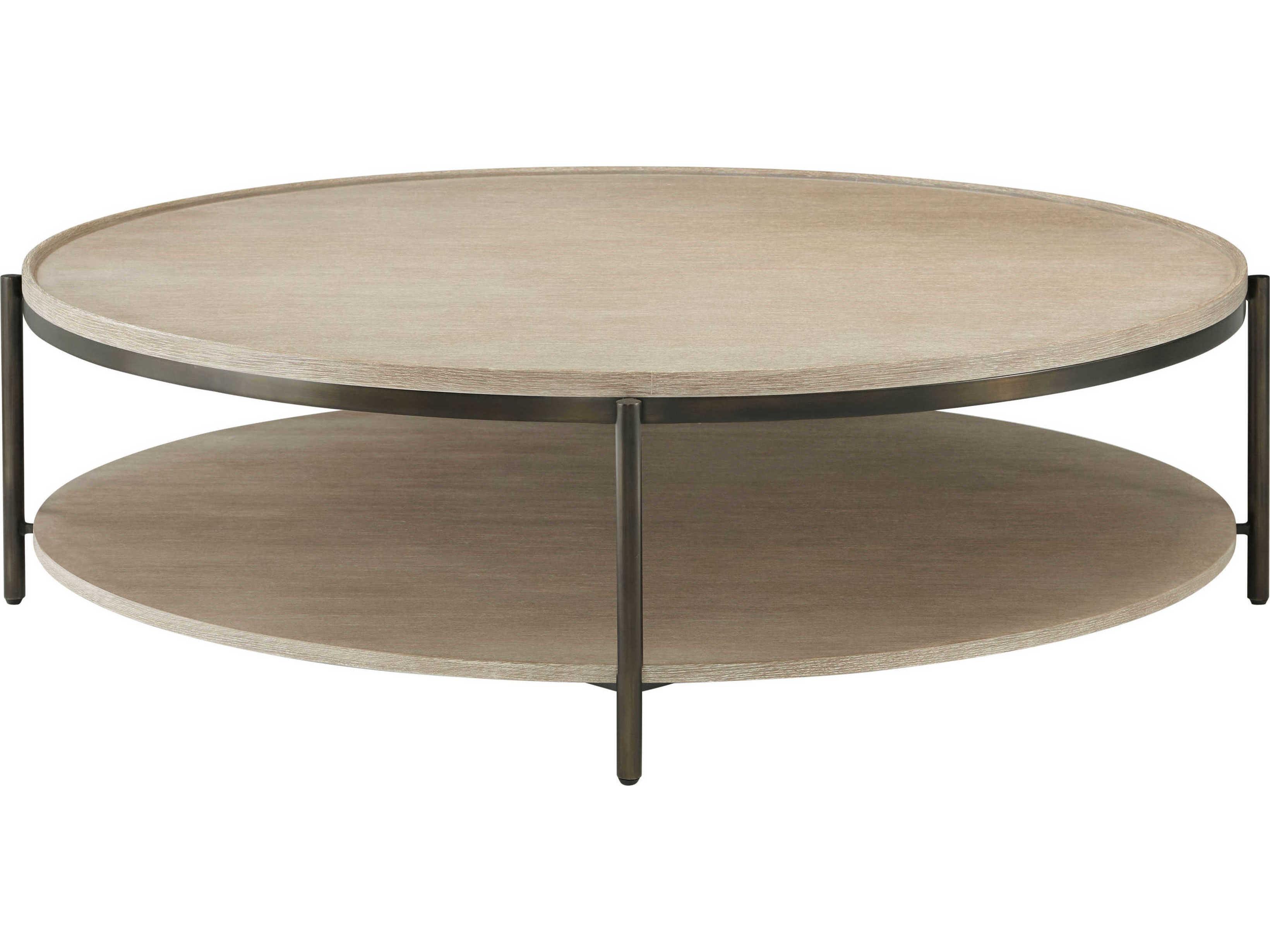 Theodore Alexander Repose Round Wood Grey Oak Coffee Table