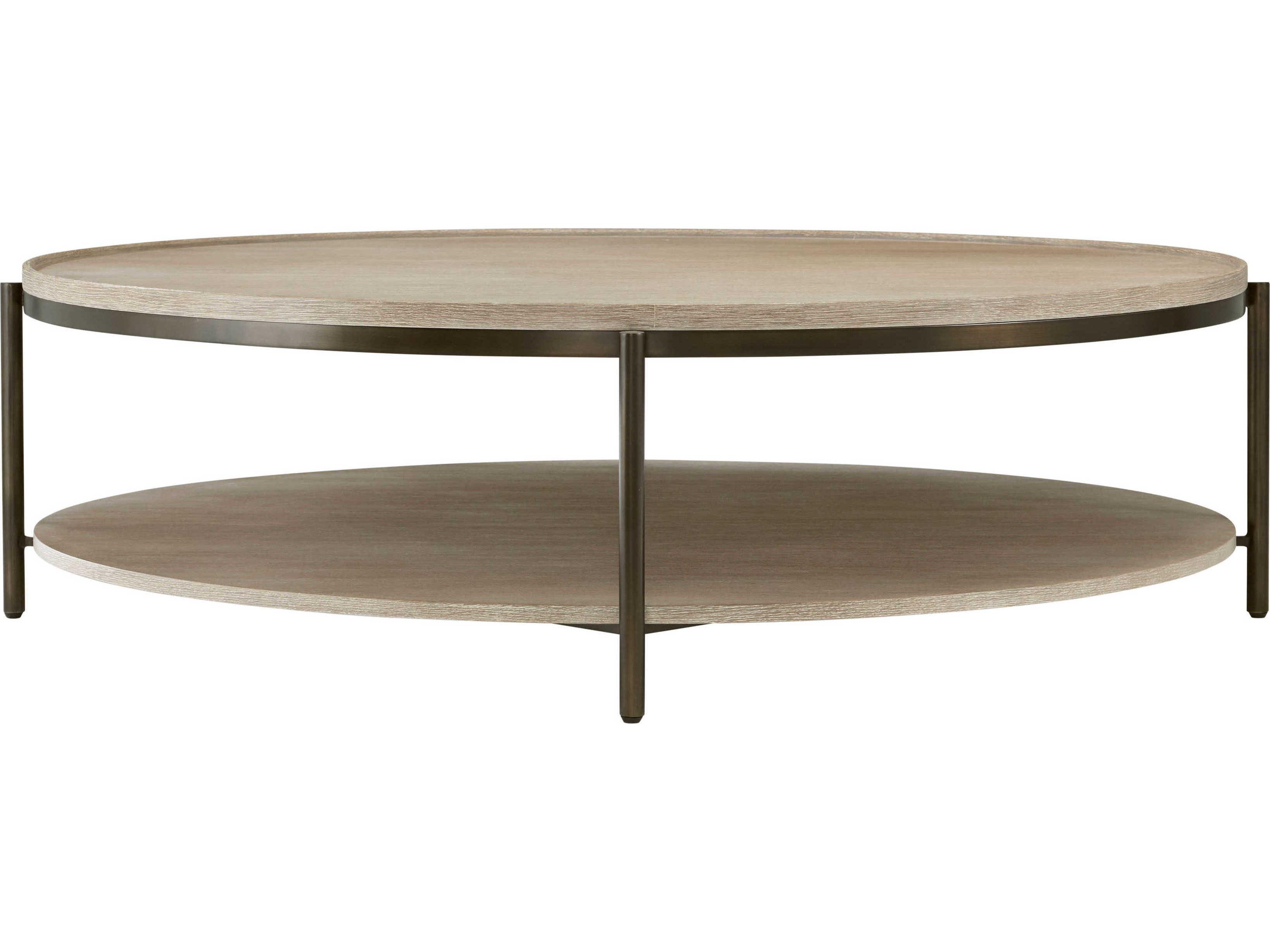 Theodore Alexander Repose Round Wood Grey Oak Coffee Table